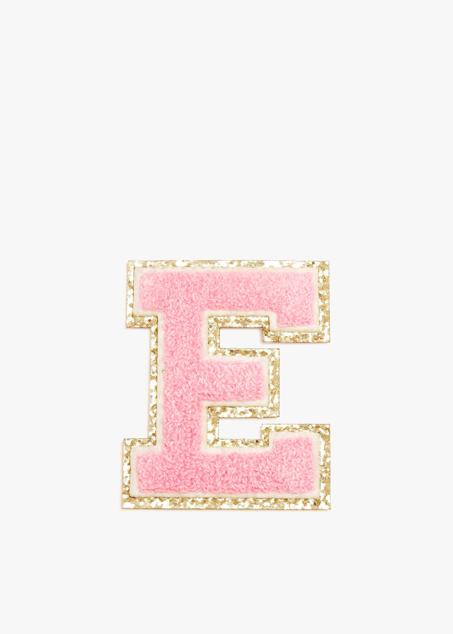 

3" Chenille Sparkle Letter 'E' patch, Pink