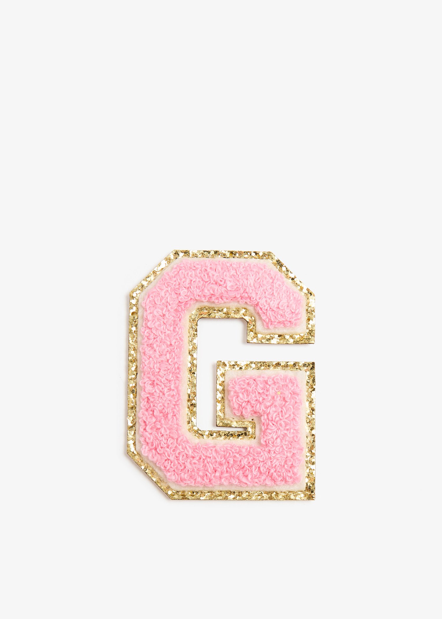 

3" Chenille Sparkle Letter 'G' patch, Pink