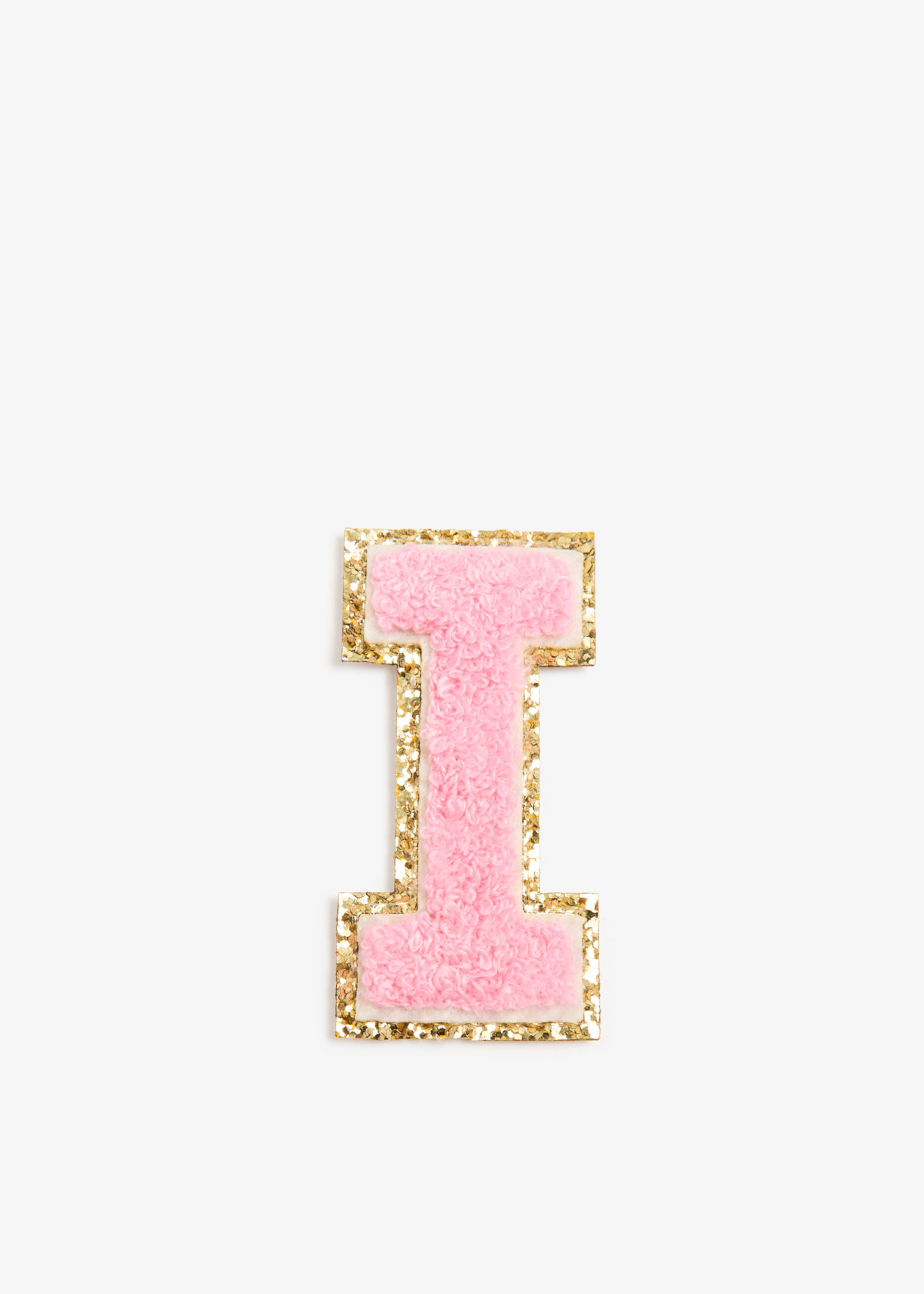 

3" Chenille Sparkle Letter 'I' patch, Pink