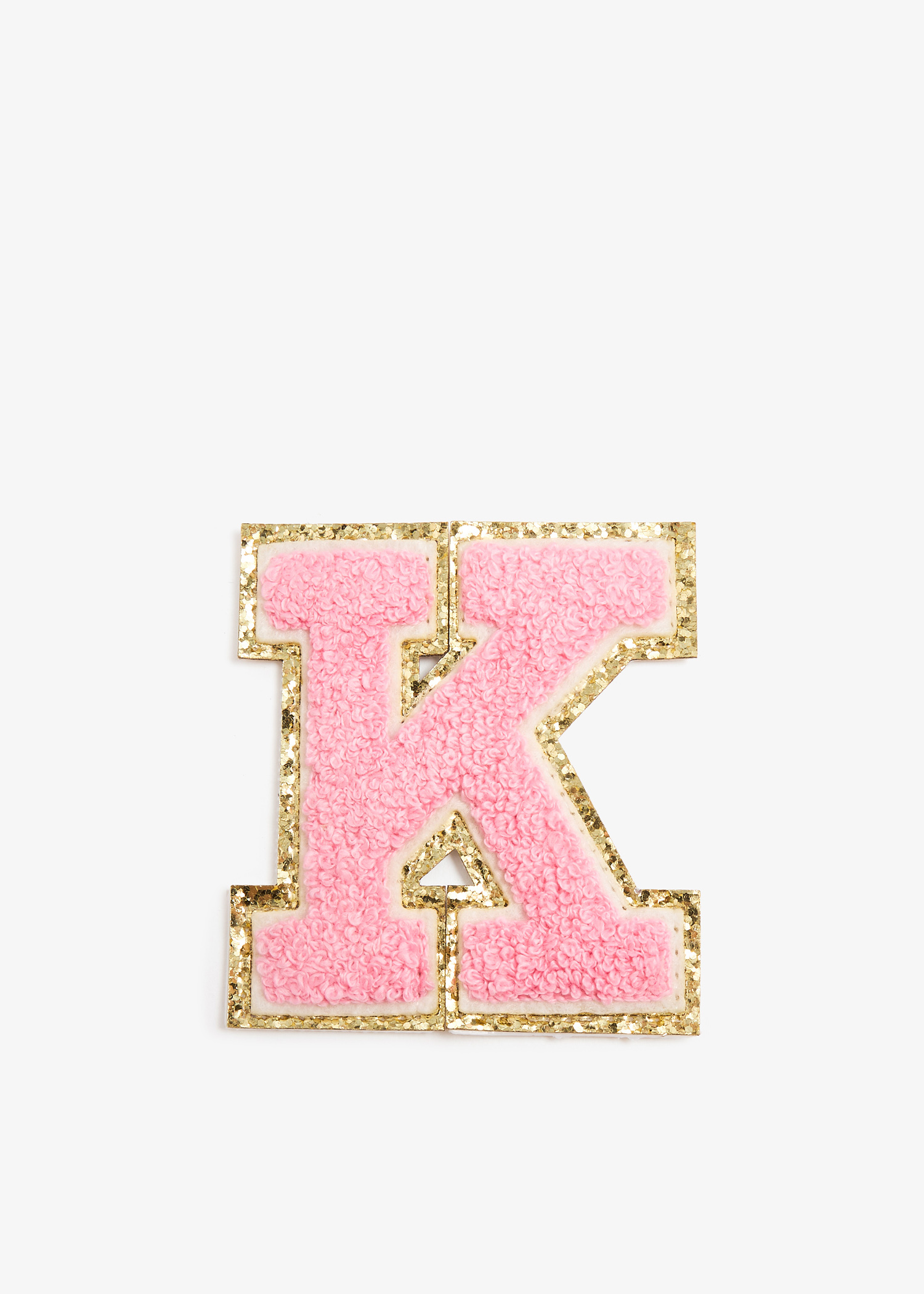 

3" Chenille Sparkle Letter 'K' patch, Pink