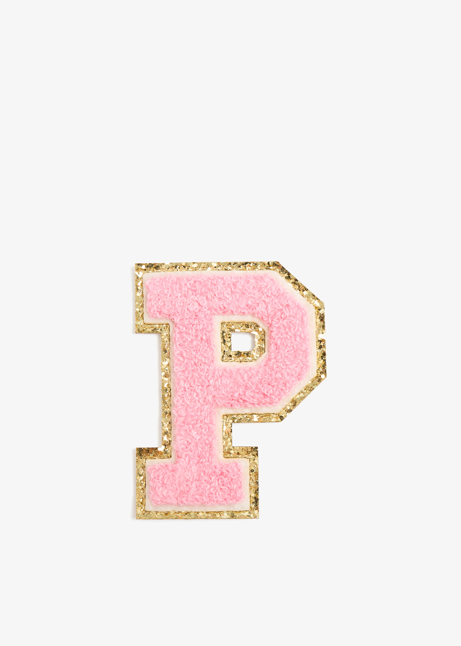 

3" Chenille Sparkle Letter 'P' patch, Pink