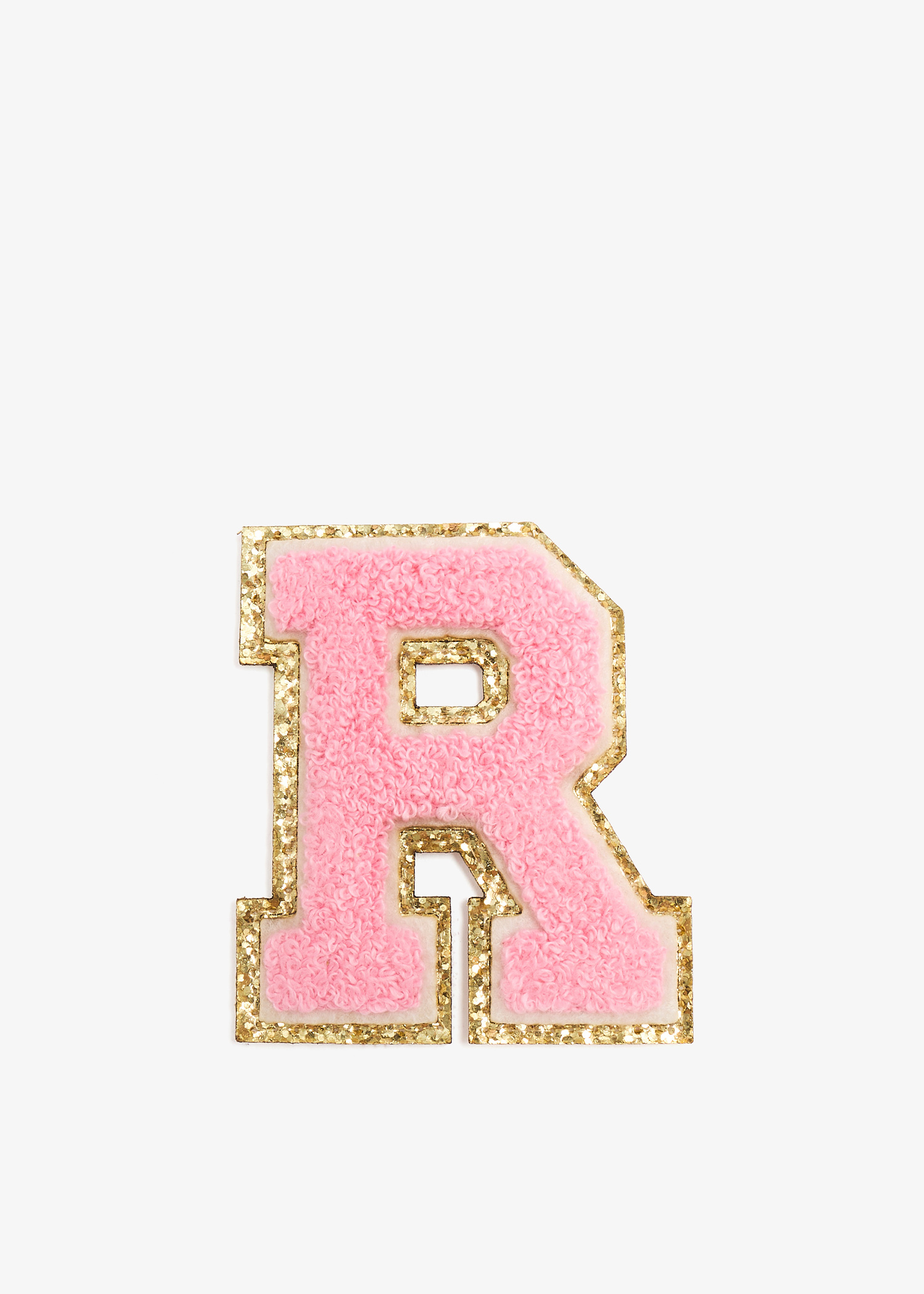 

3" Chenille Sparkle Letter 'R' patch, Pink