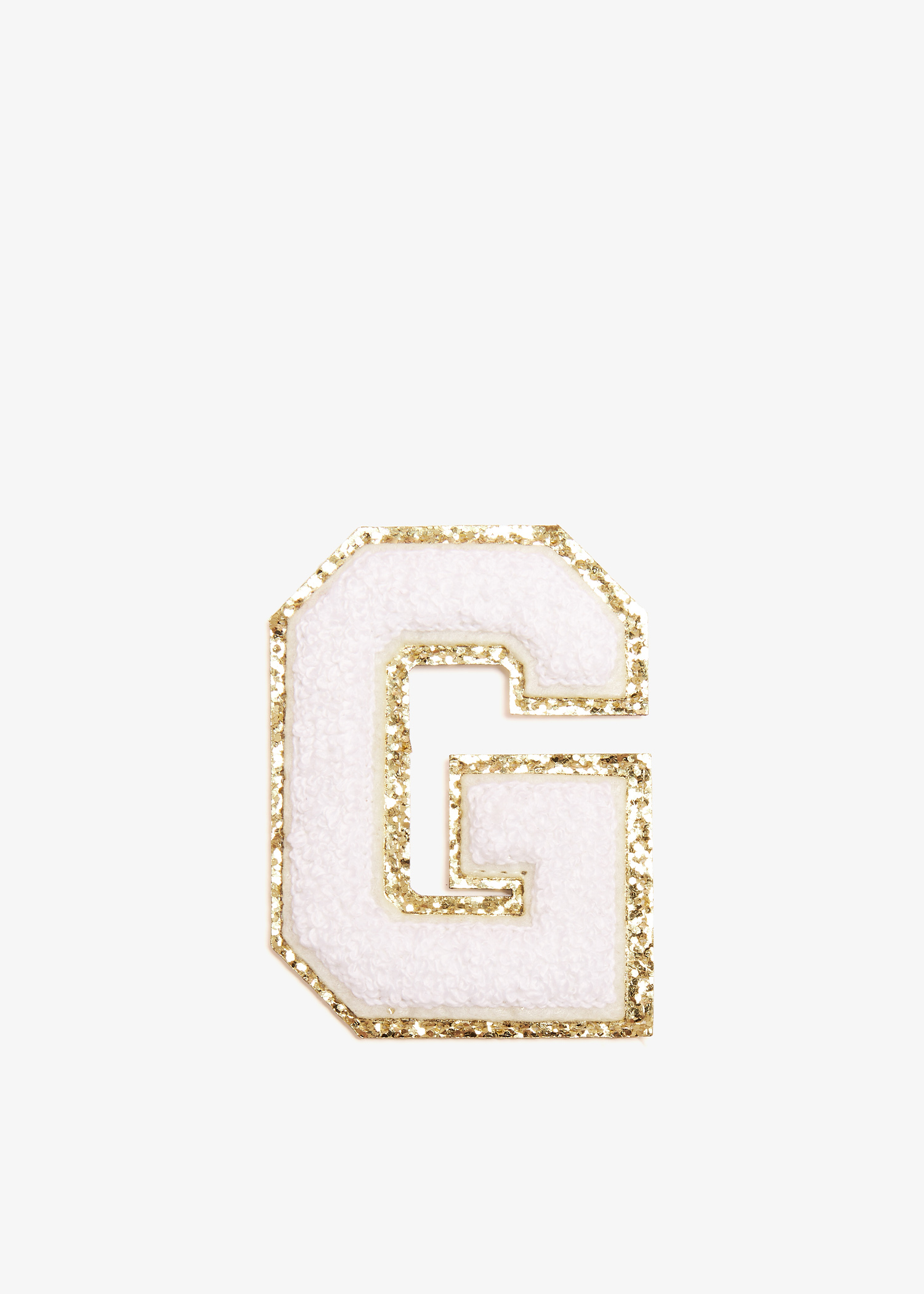 

3" Chenille Sparkle Letter 'G' patch, White