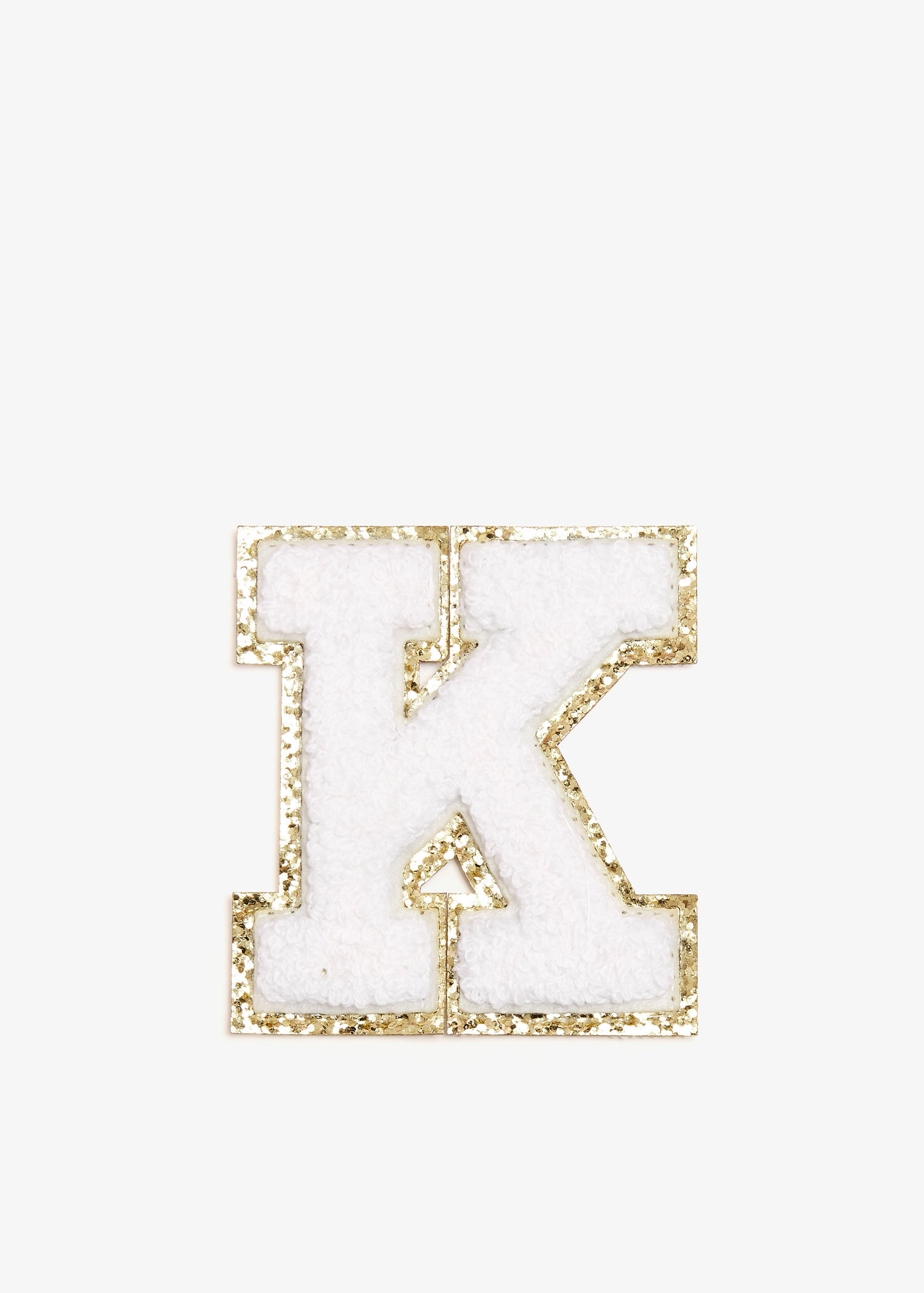 

3" Chenille Sparkle Letter 'K' patch, White