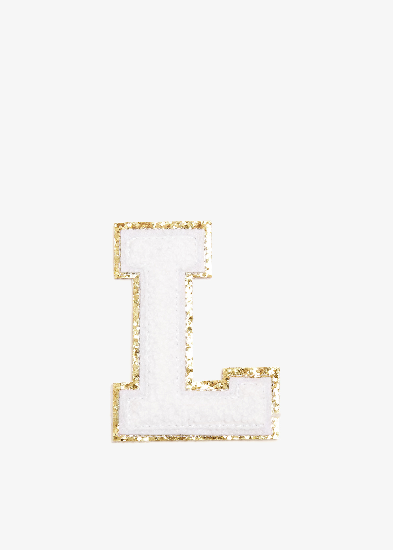 

3" Chenille Sparkle Letter 'L' patch, White
