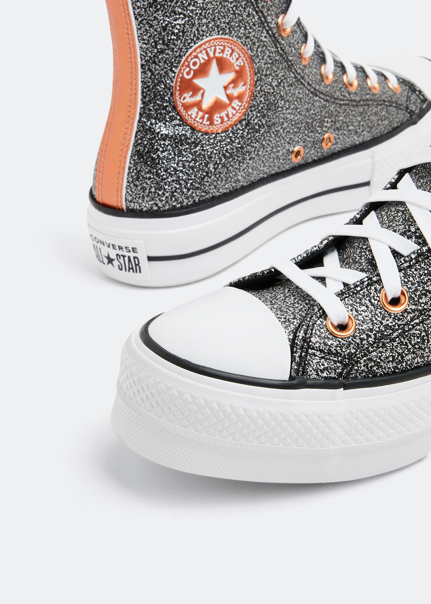 Orange glitter converse sales