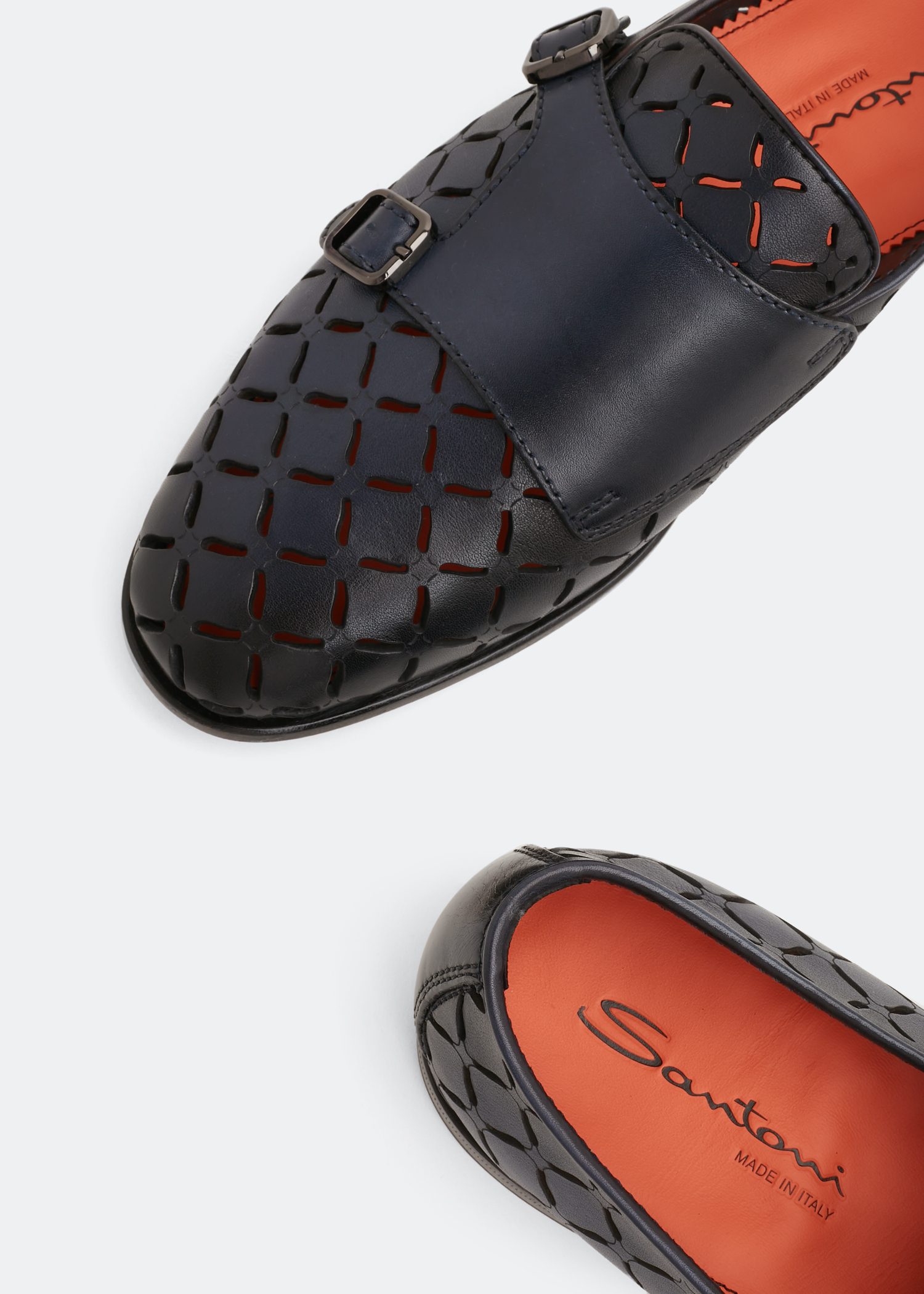 

Leather monk-strap loafers, Blue