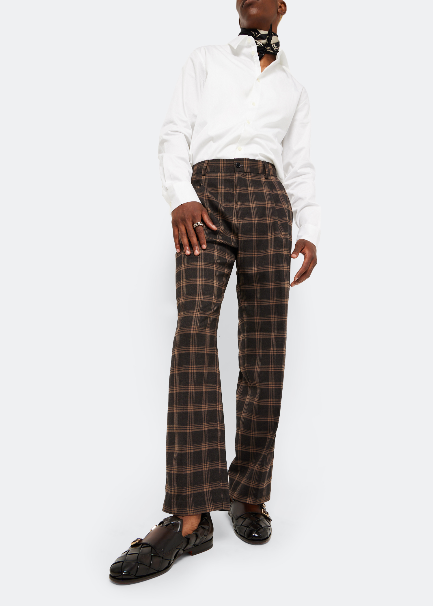 

Double-buckle woven loafers, Brown
