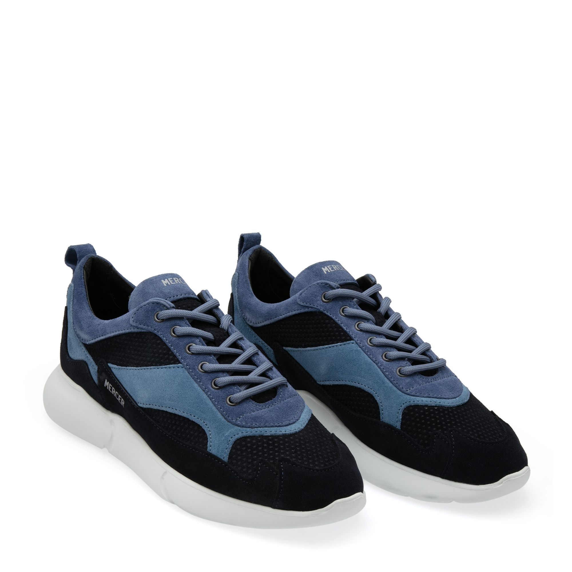 

Suede and mesh sneakers, Blue