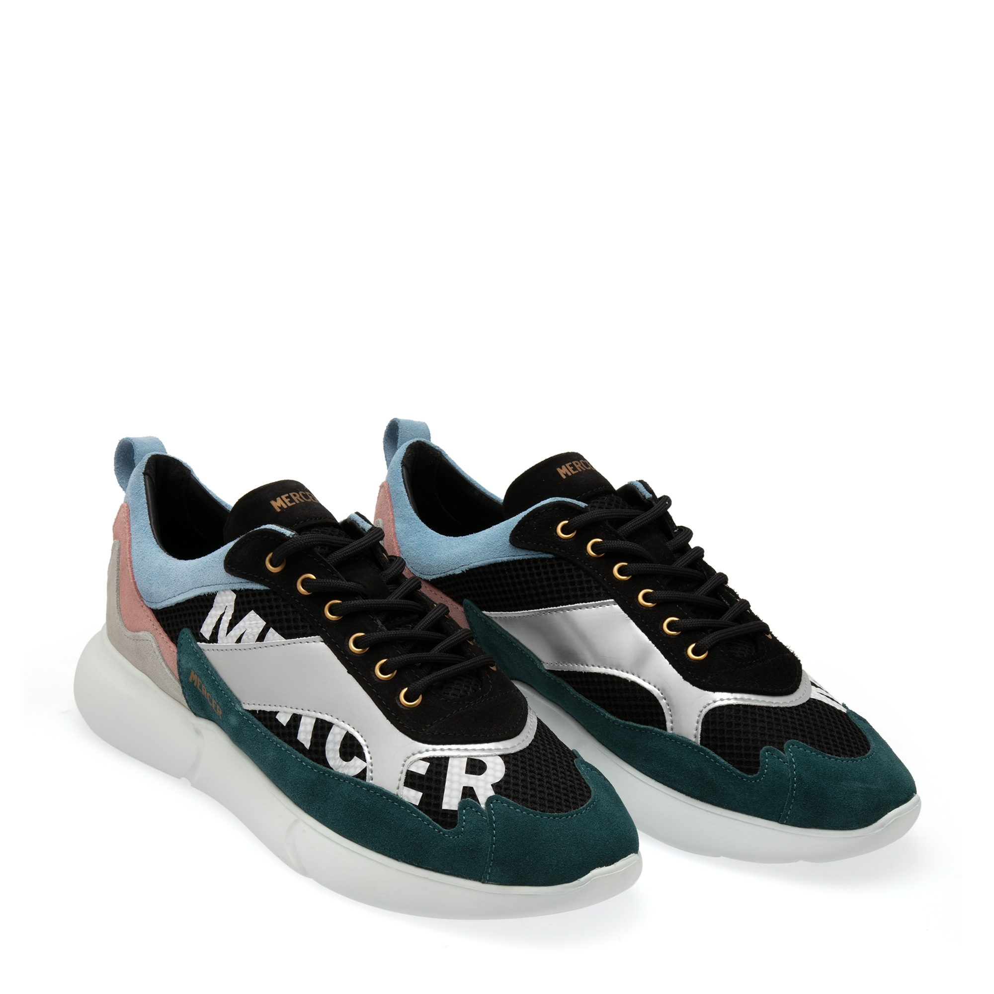

Suede and mesh sneakers, Multi-coloured