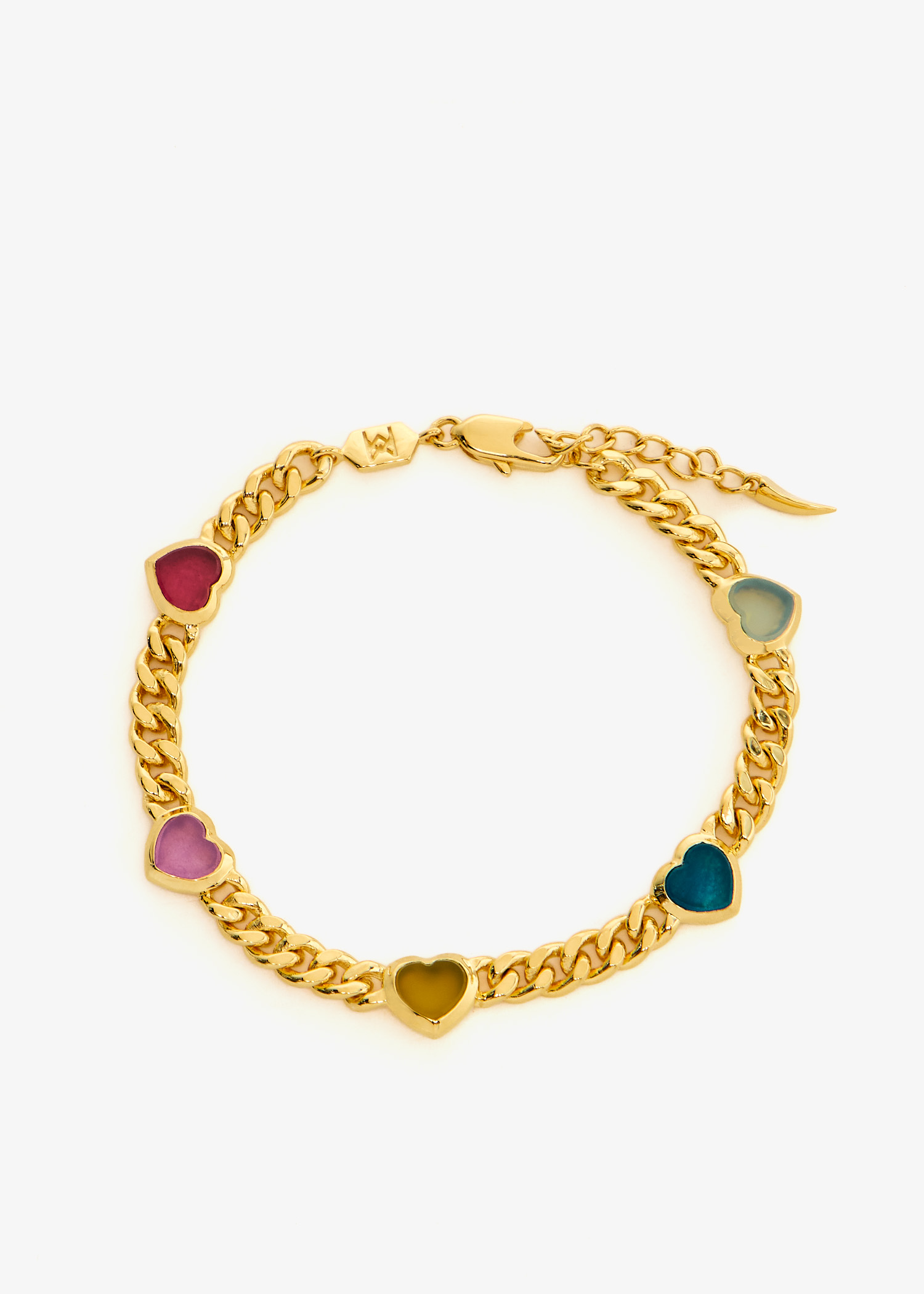 

Jelly Heart Gemstone charm bracelet, Gold