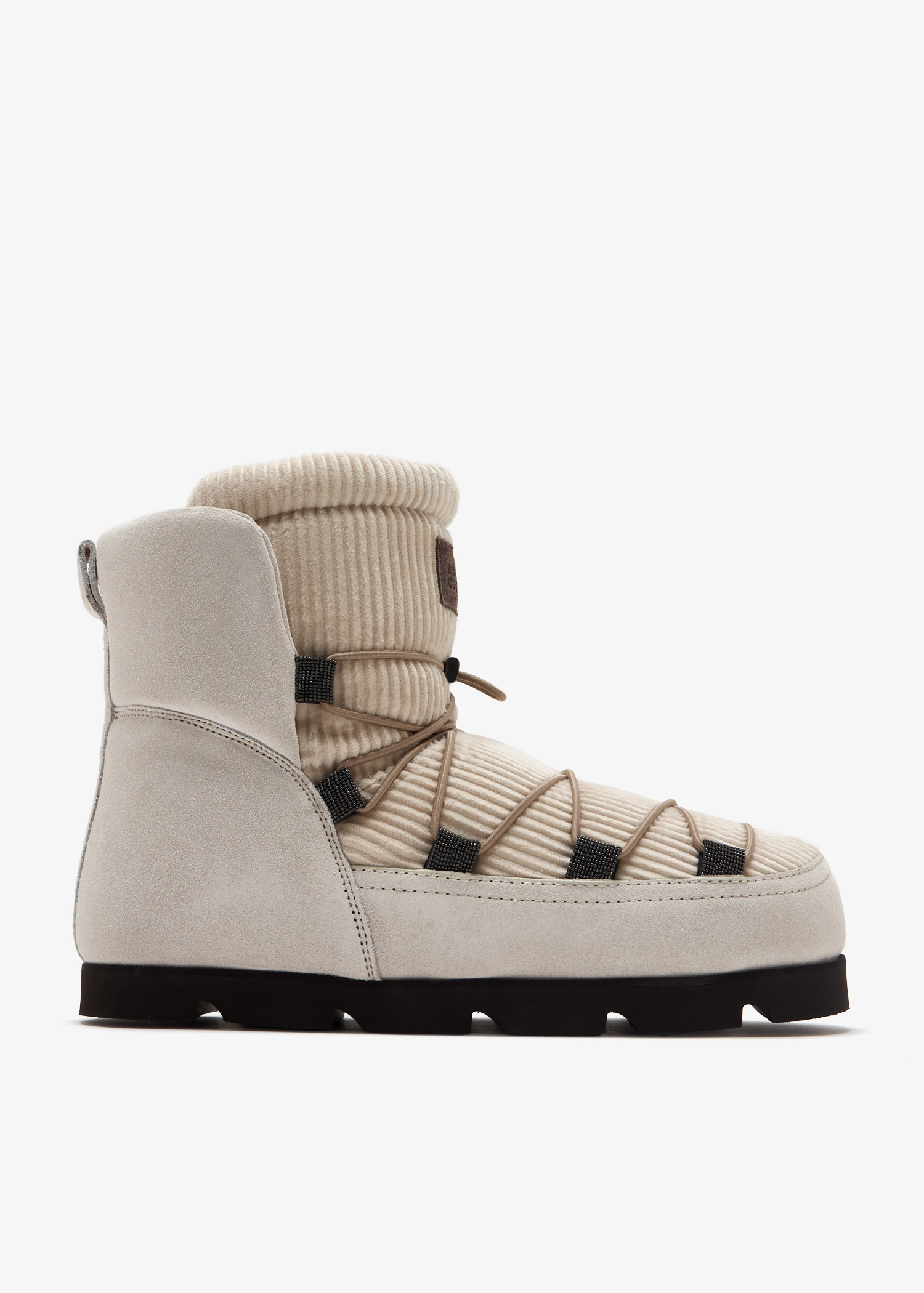 

Paneled Lace-up boots, Cream