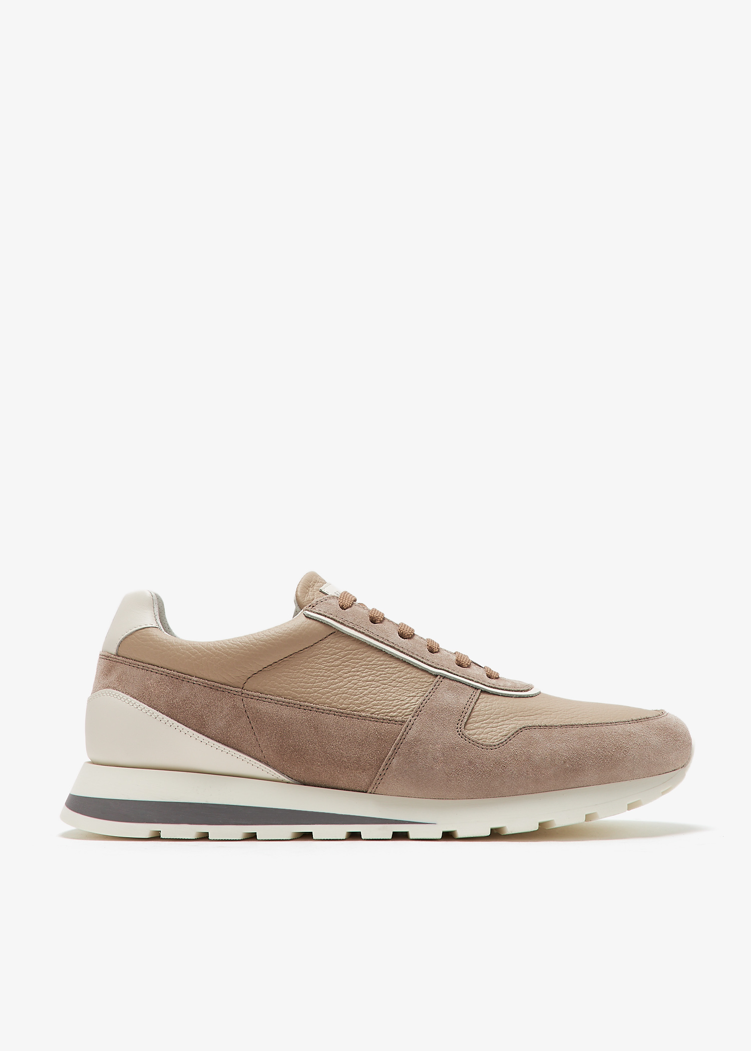 

Washed suede and calfskin runners, Beige