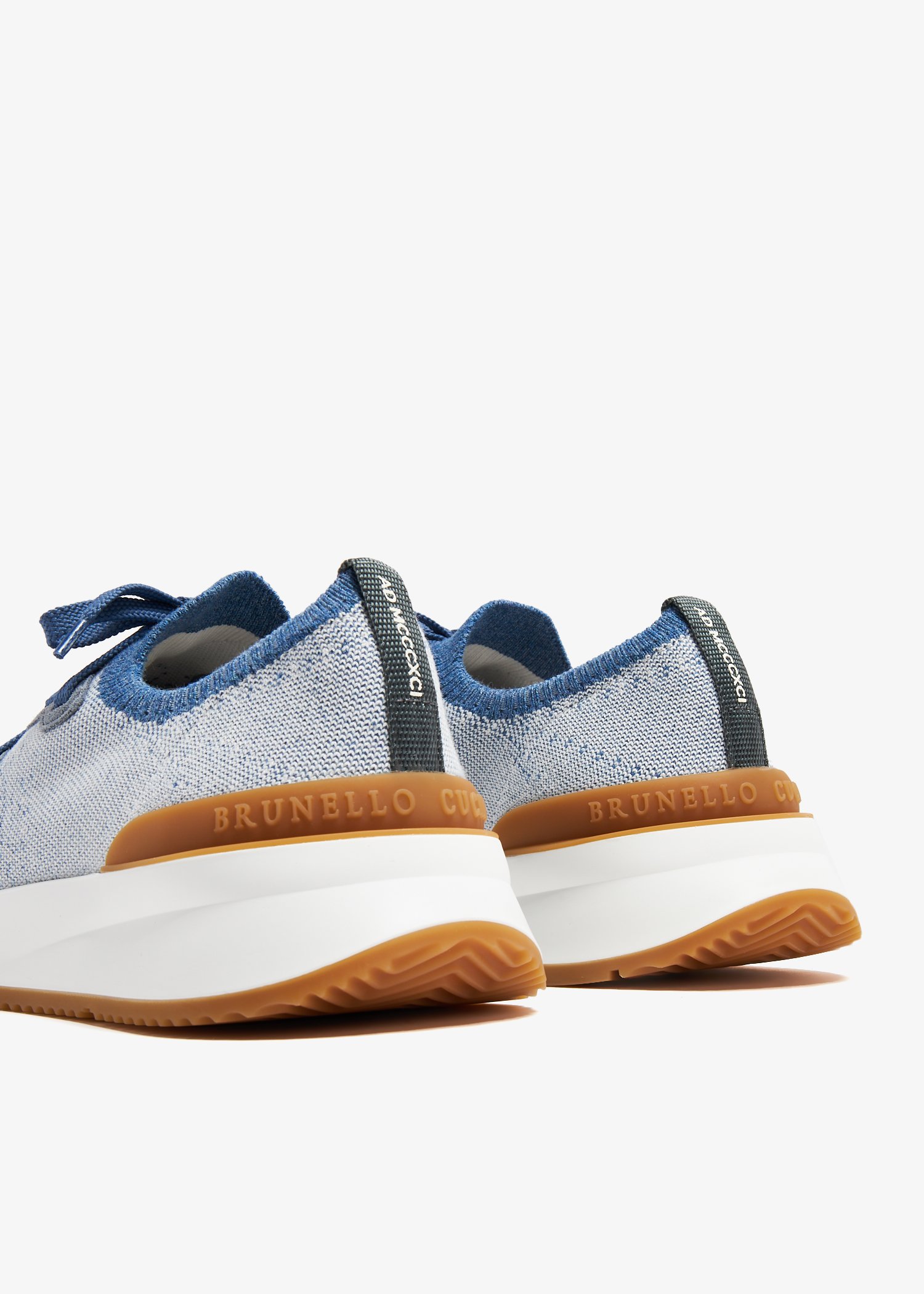 Brunello Cucinelli Cotton chiné knit sneakers for Men - Blue