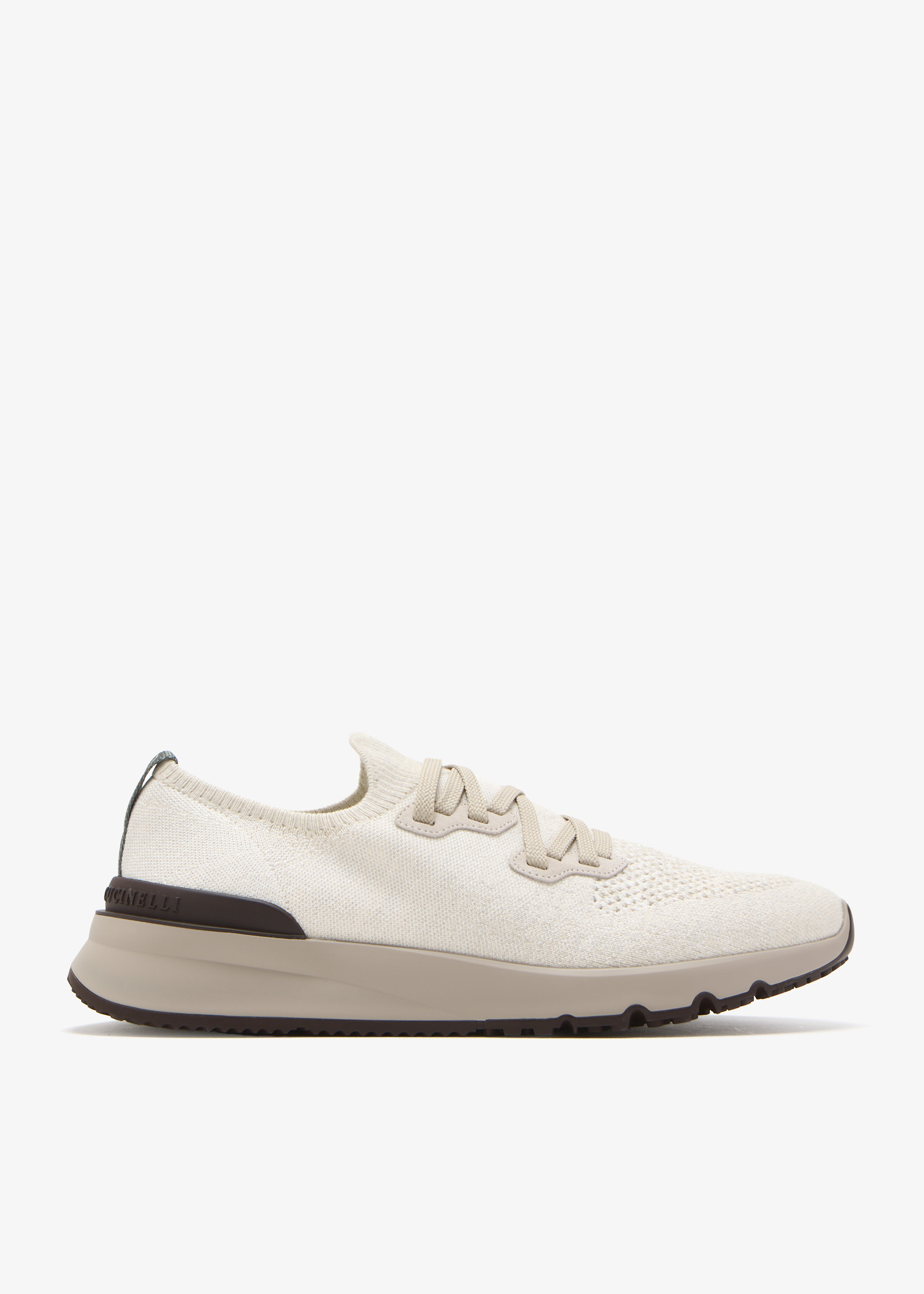 

Cotton chiné knit sneakers, Cream