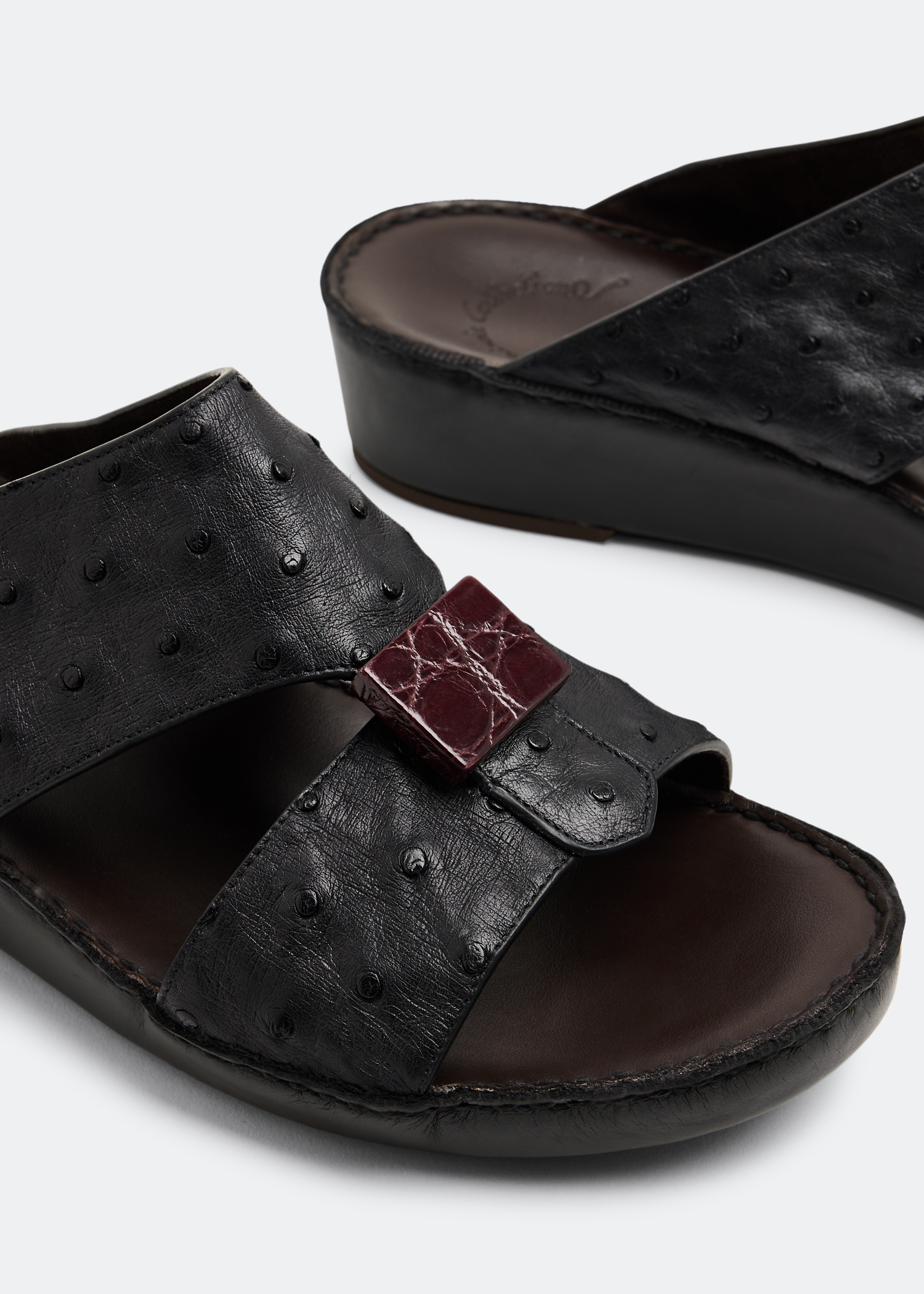 

Cerchio Ostrich sandals, Black