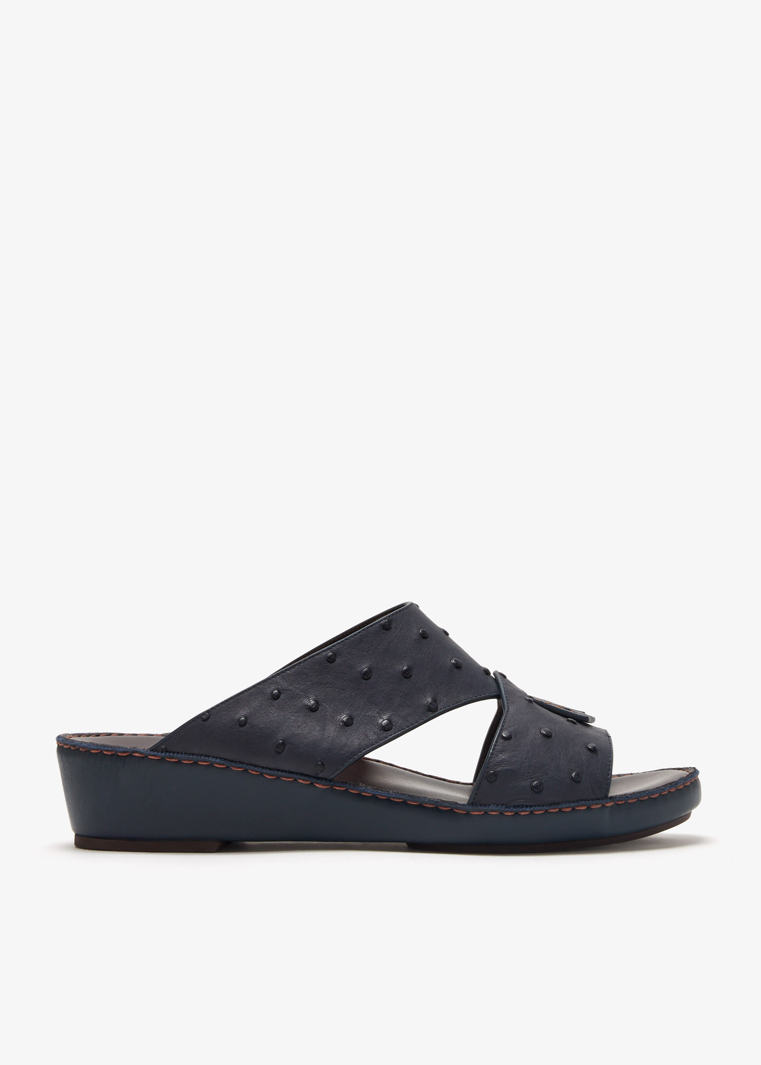 

Piega Cucire Ostrich-leather sandals, Navy