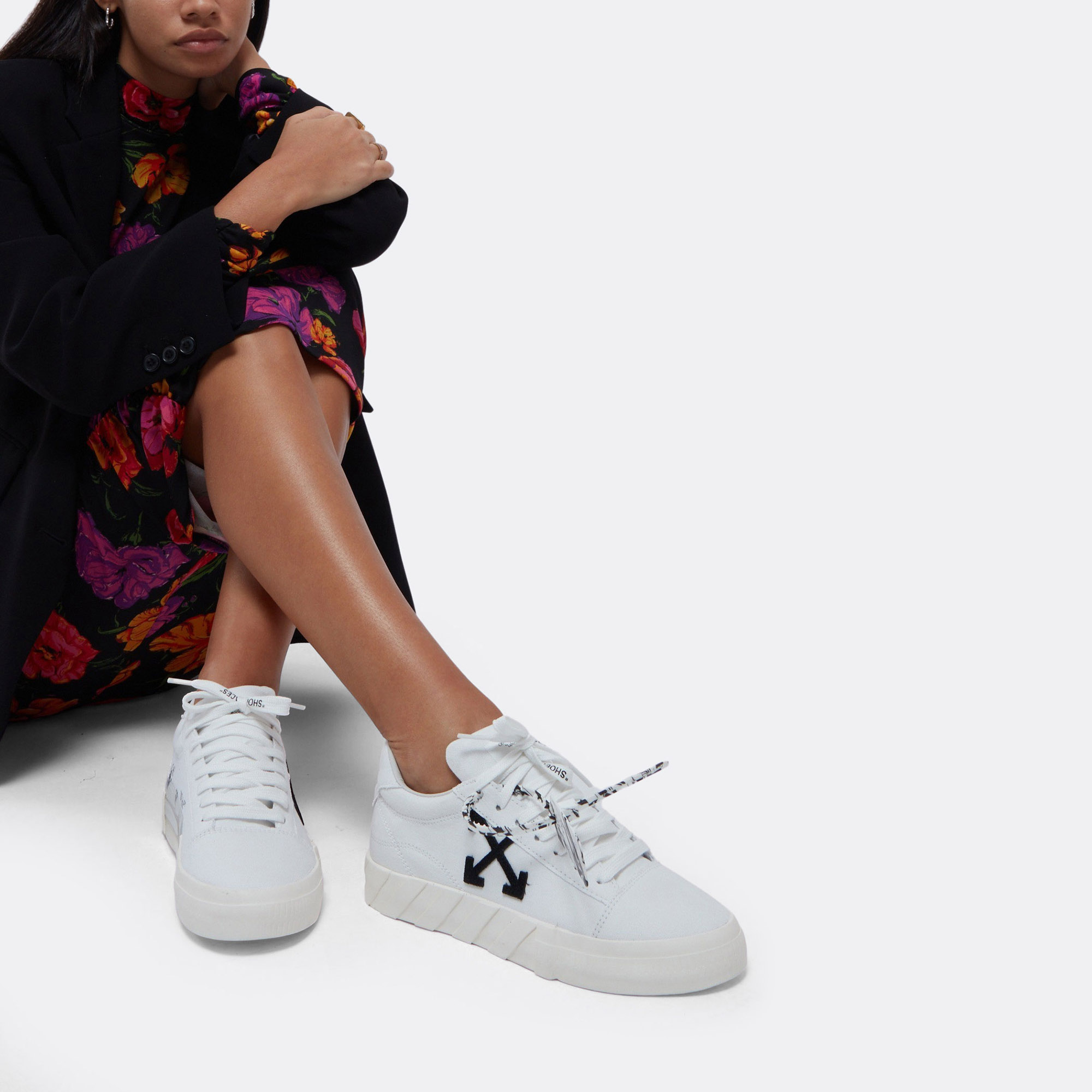 

Vulcanized eco canvas low-top sneakers, White