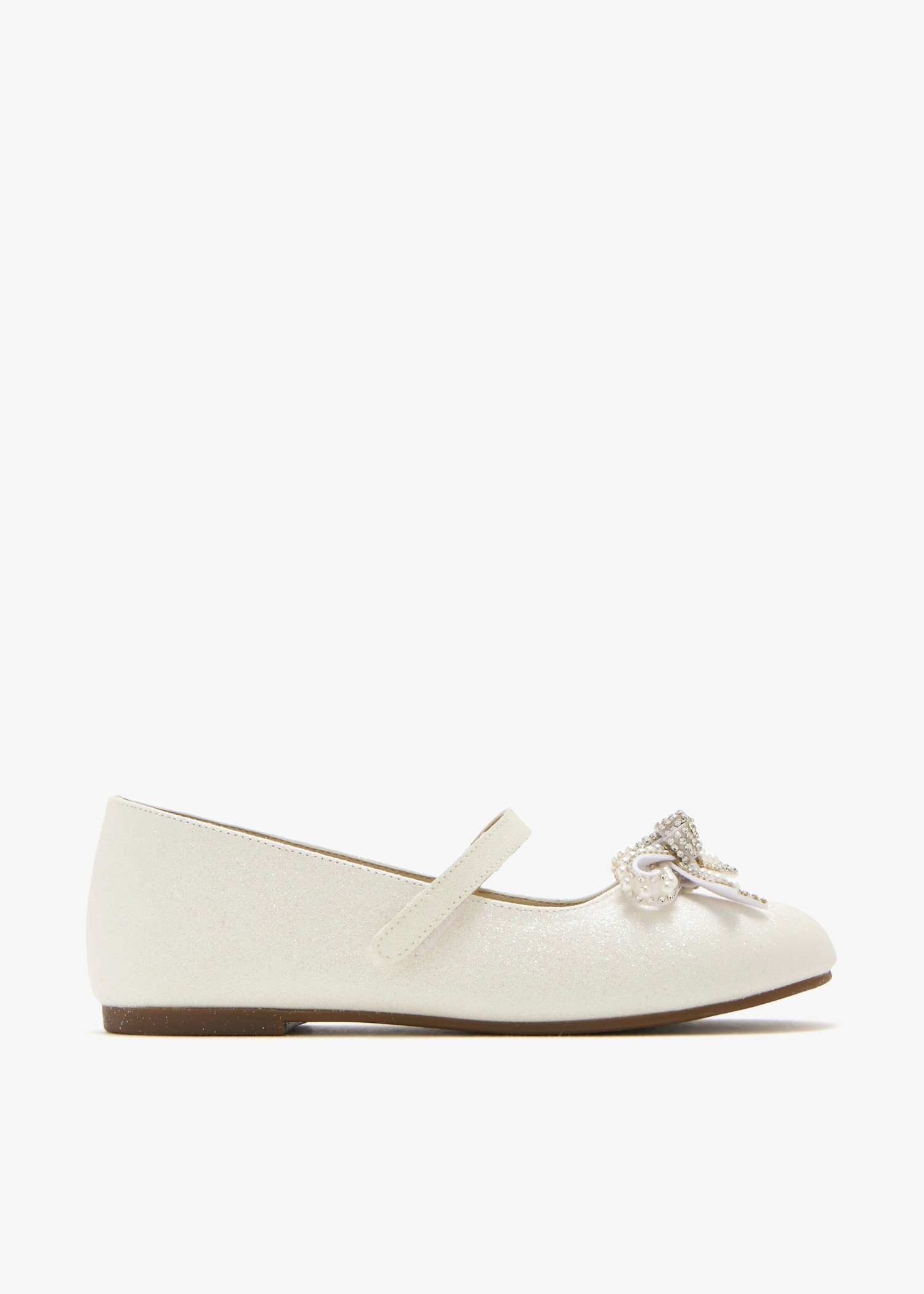 

Bow embellished ballerinas, White