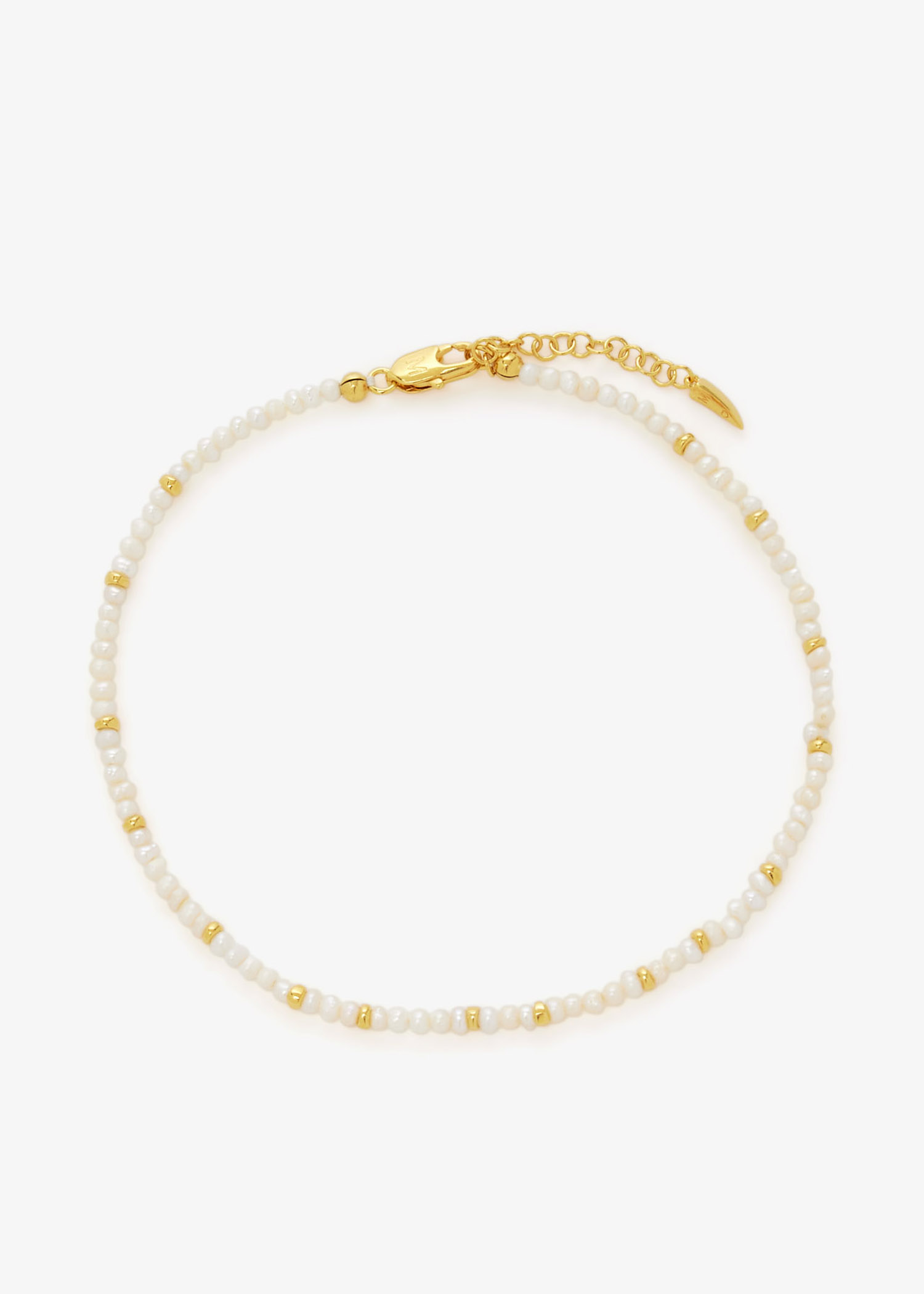 

Micro Pearl beaded anklet, White