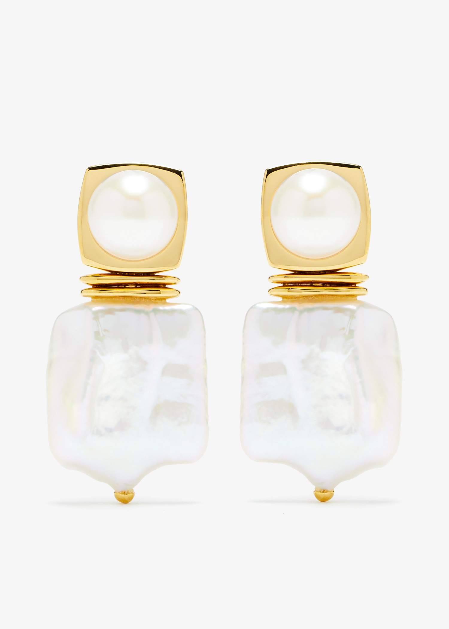 

Square Pearl Statement stud earrings, Gold