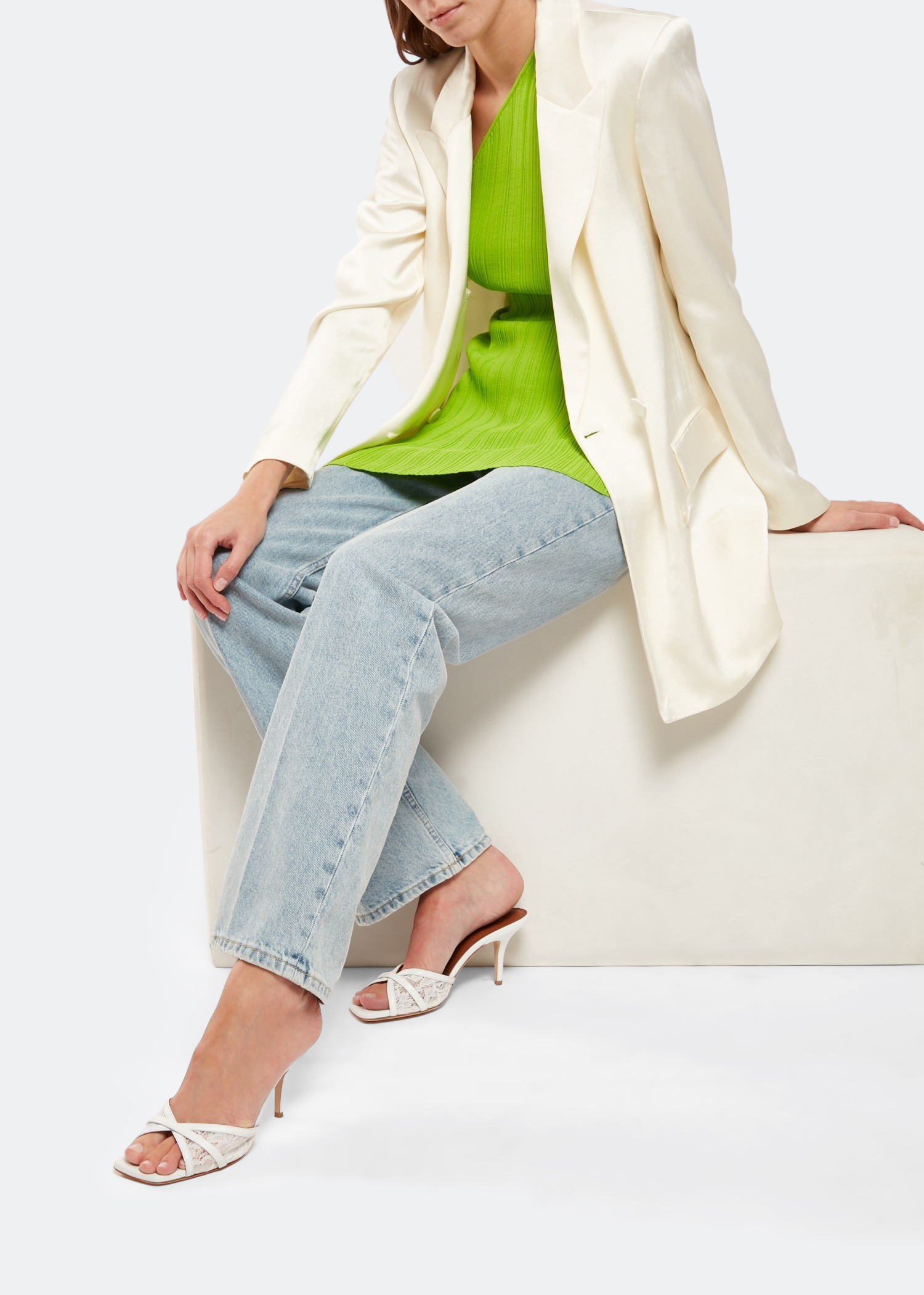 

Perla mules, White