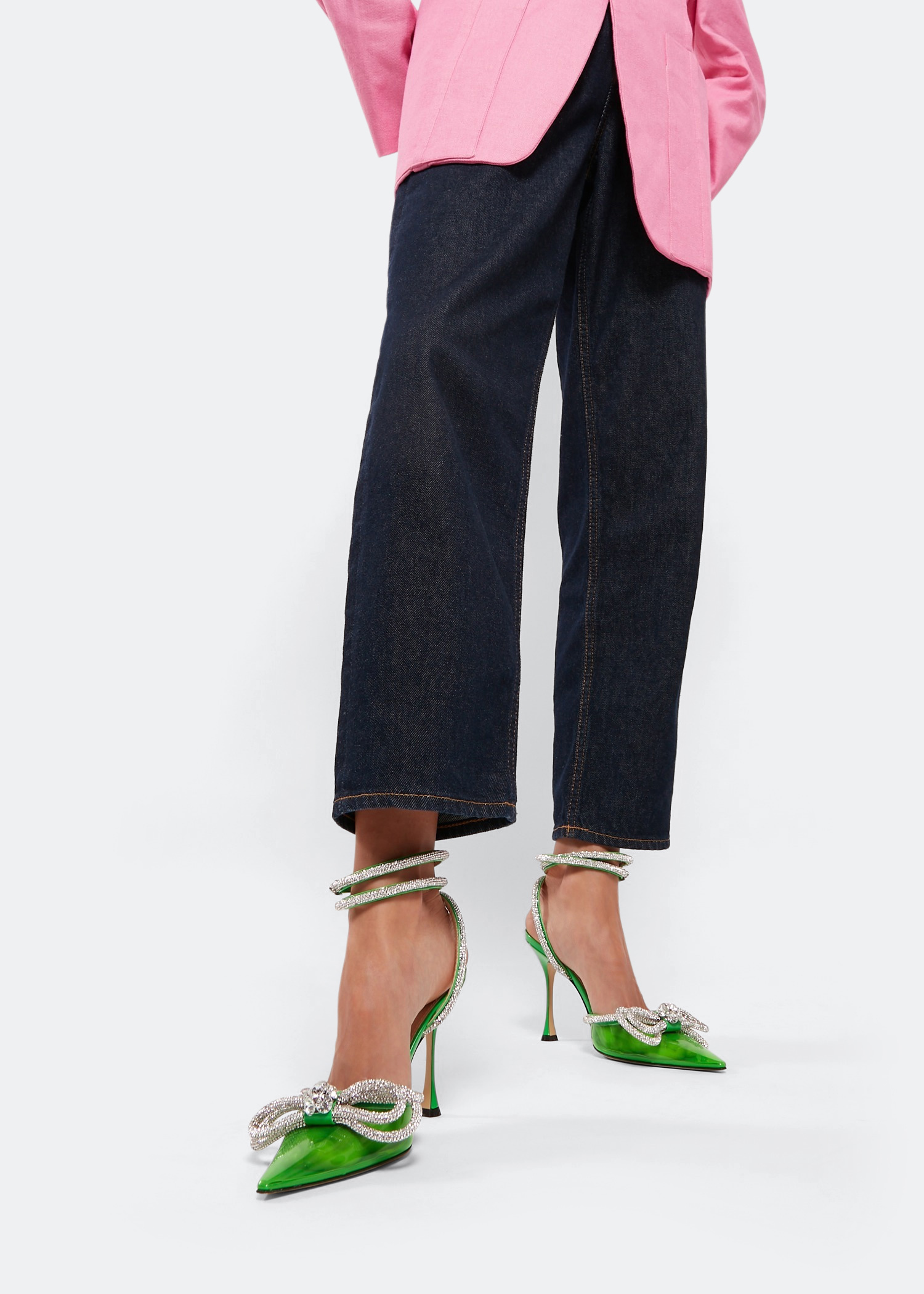 

Double crystal bow pumps, Green