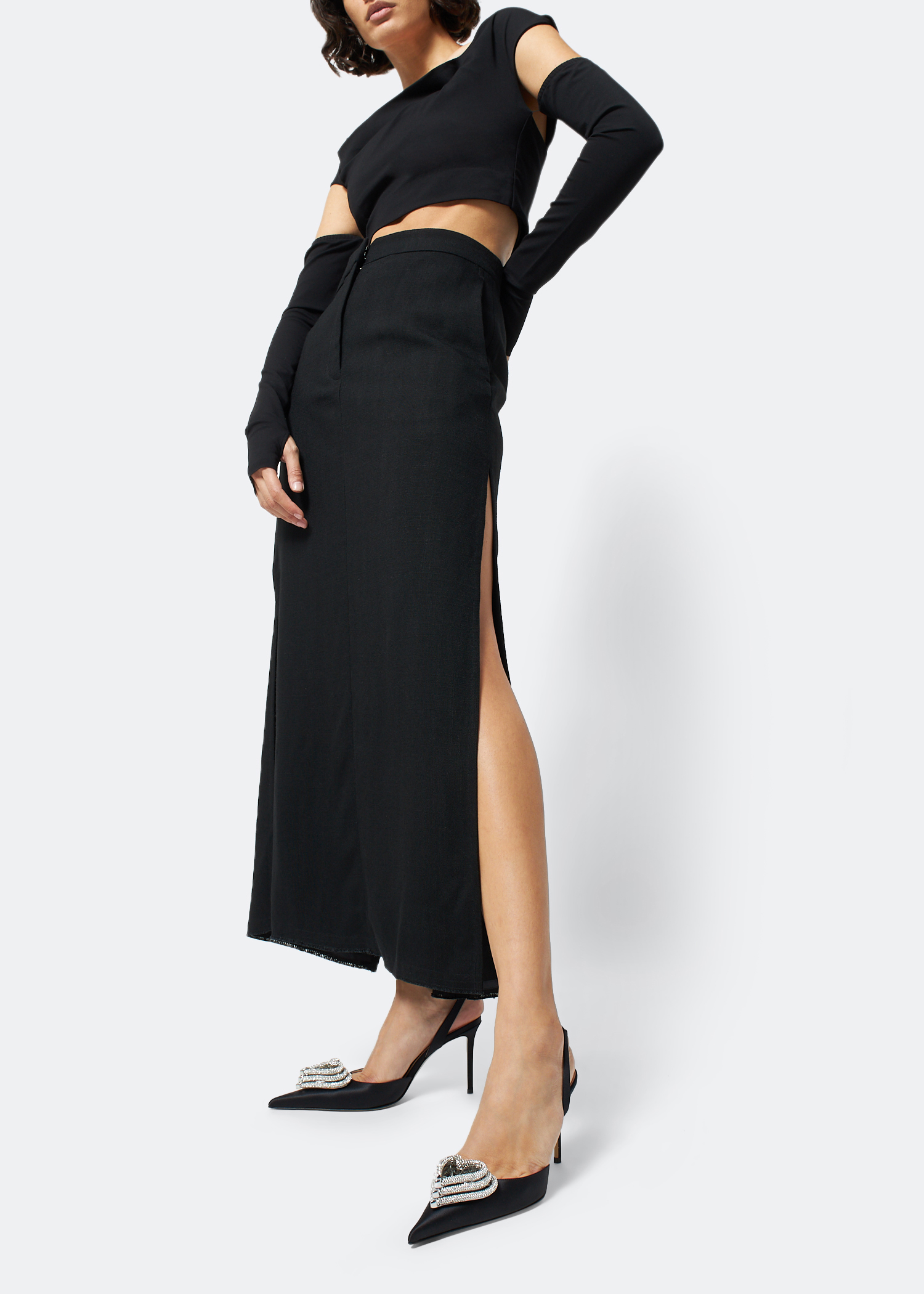 

Triple heart slingback pumps, Black