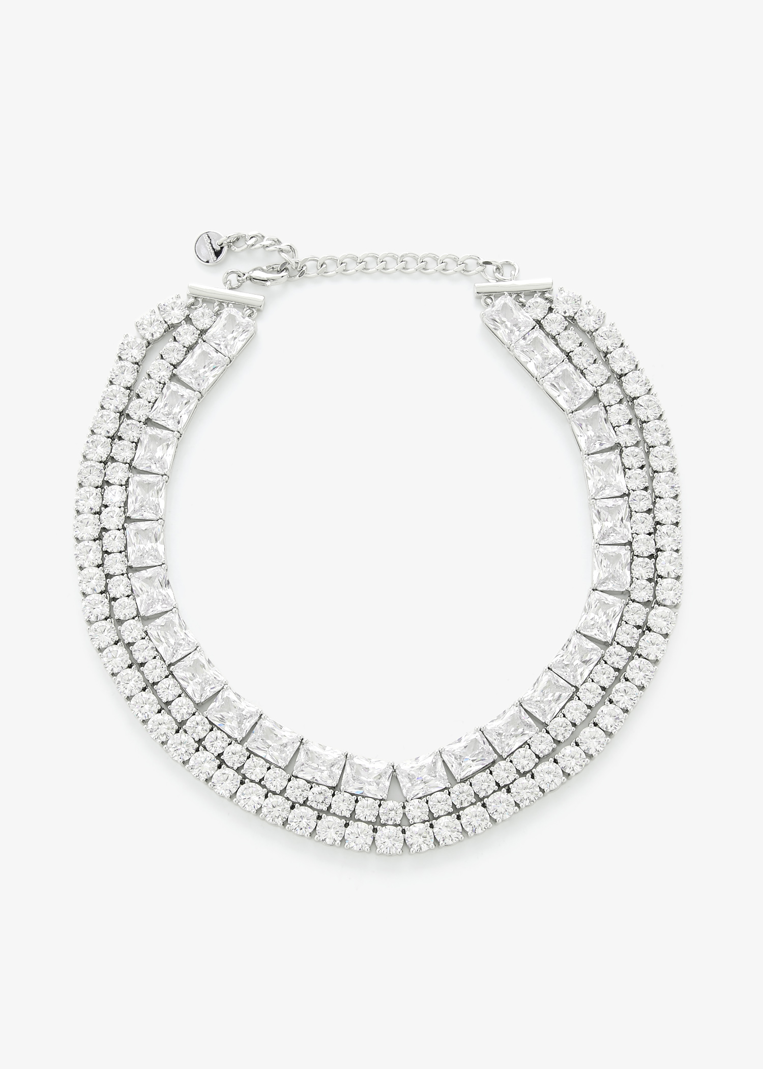 

Multi Crystal choker, Silver