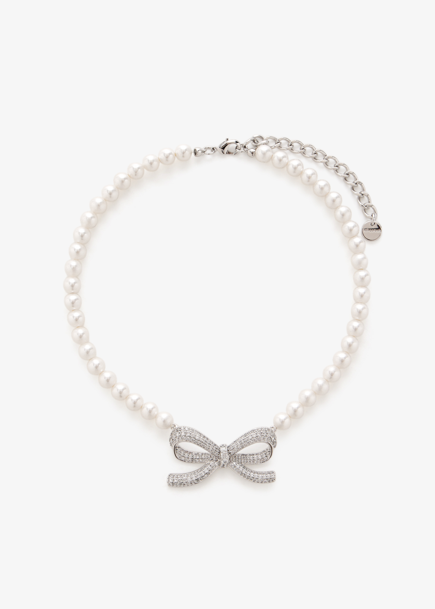 

Pearl Bow necklace, White