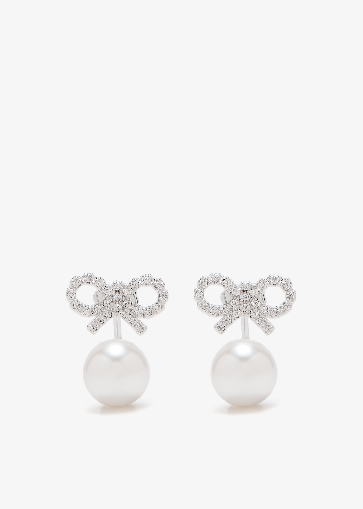 

Bow pearl jacket earrings, Silver
