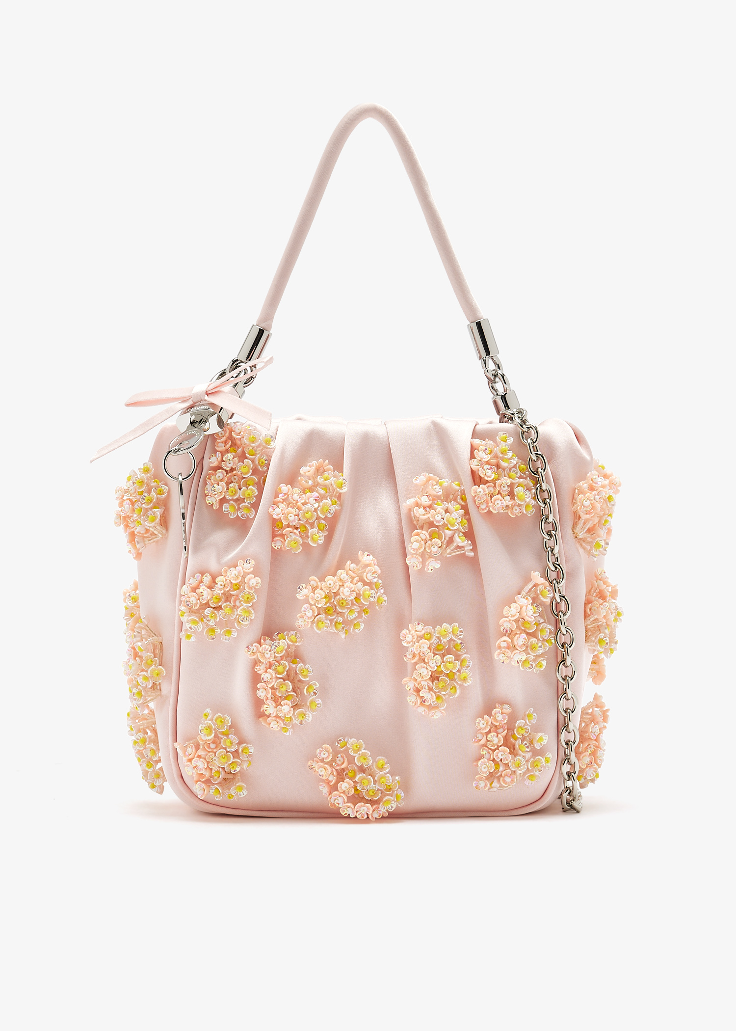 

Floral beaded tote bag, Pink