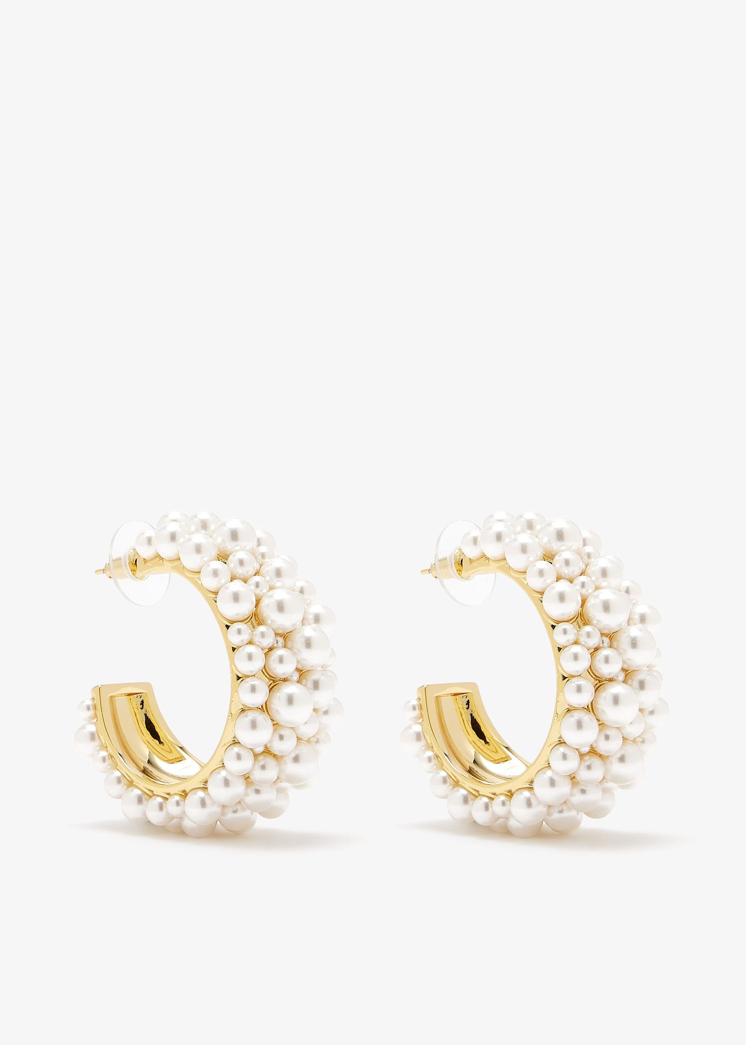 

Pearl cluster hoop earrings, Gold