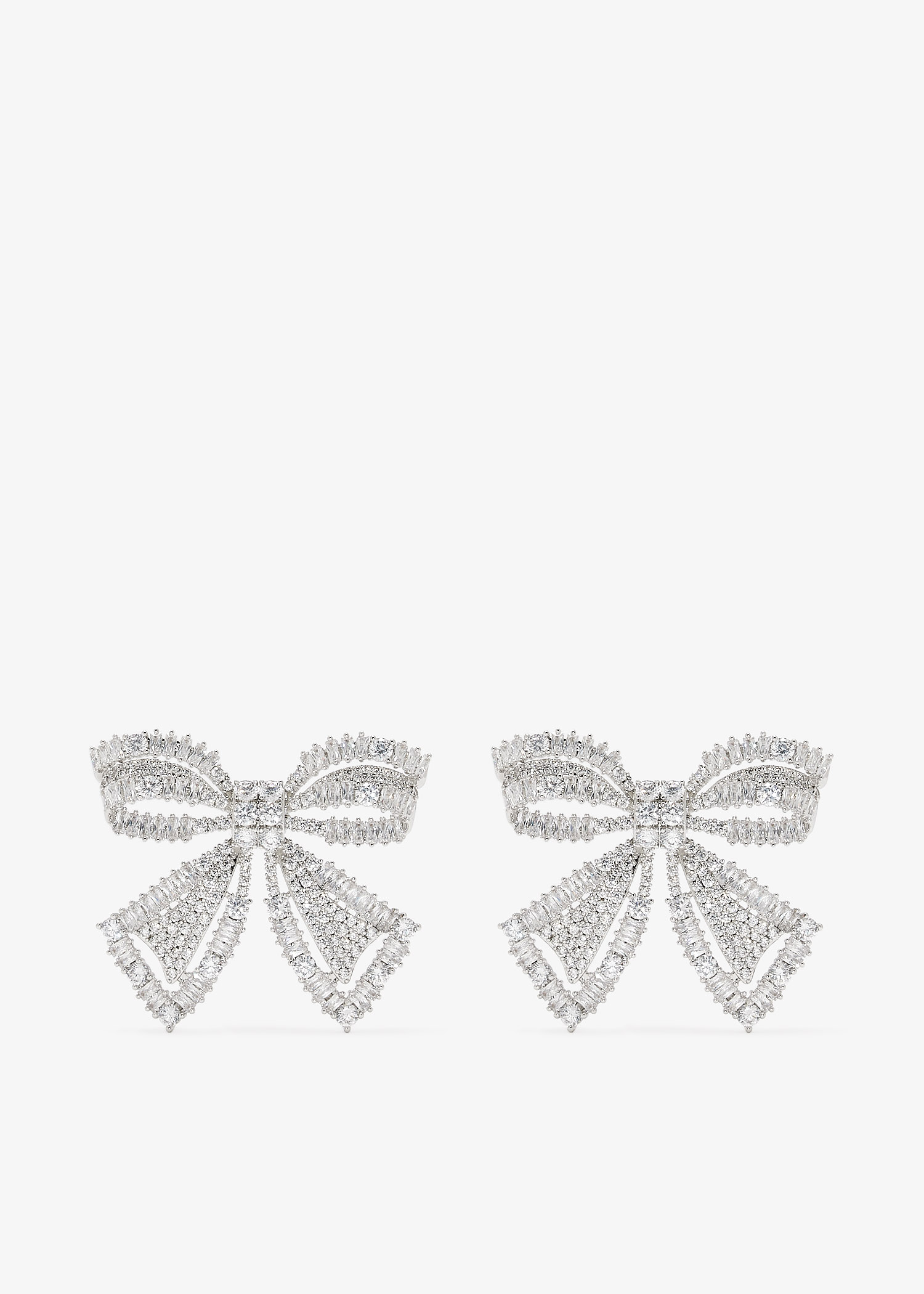 

Crystal bow earrings, Silver