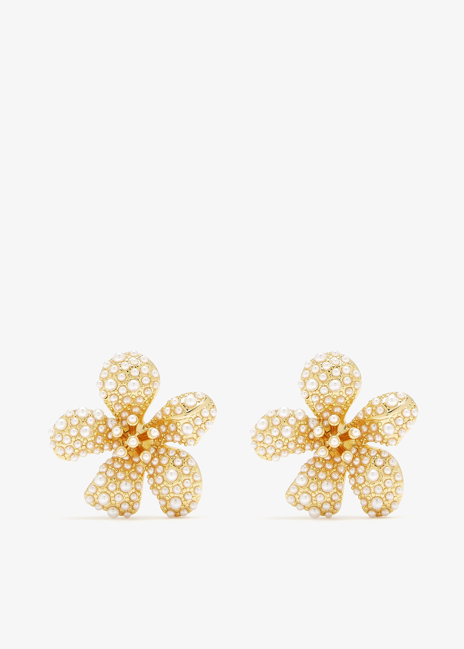 

Pearl encrusted flower earrings, Gold
