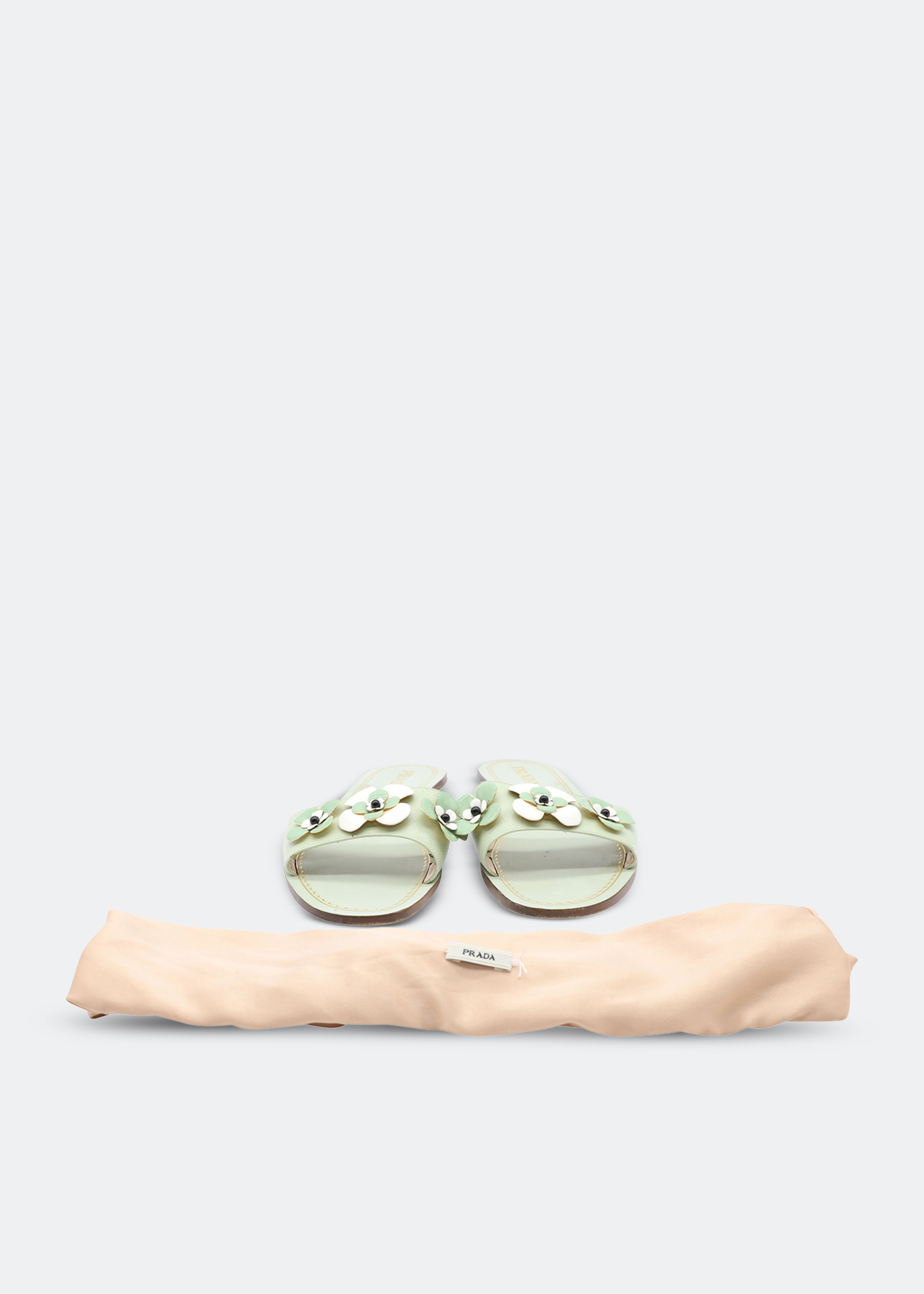 

Floral Saffiano leather sandals, Green