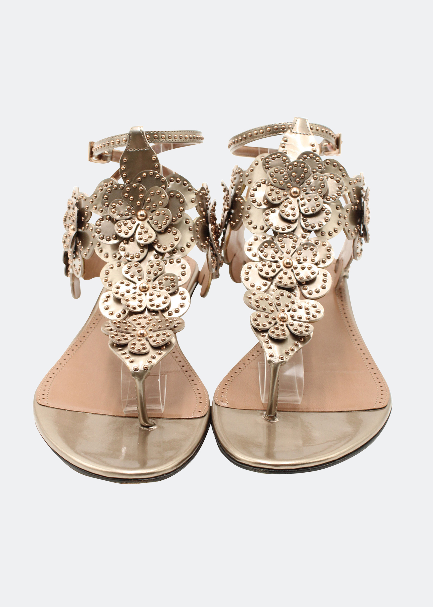 

Metallic floral flat sandals