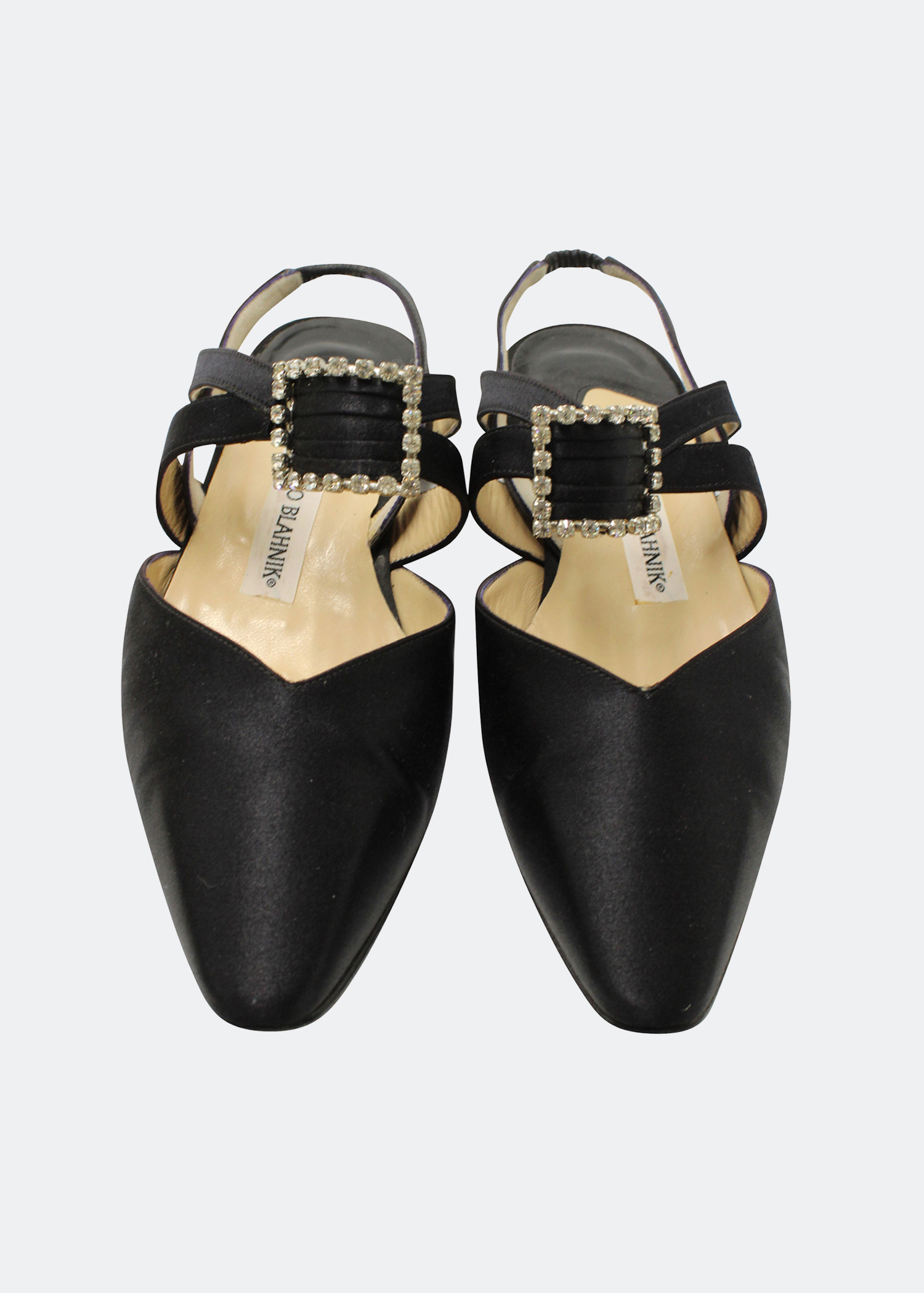 

Embellished buckle slingbacks, Black