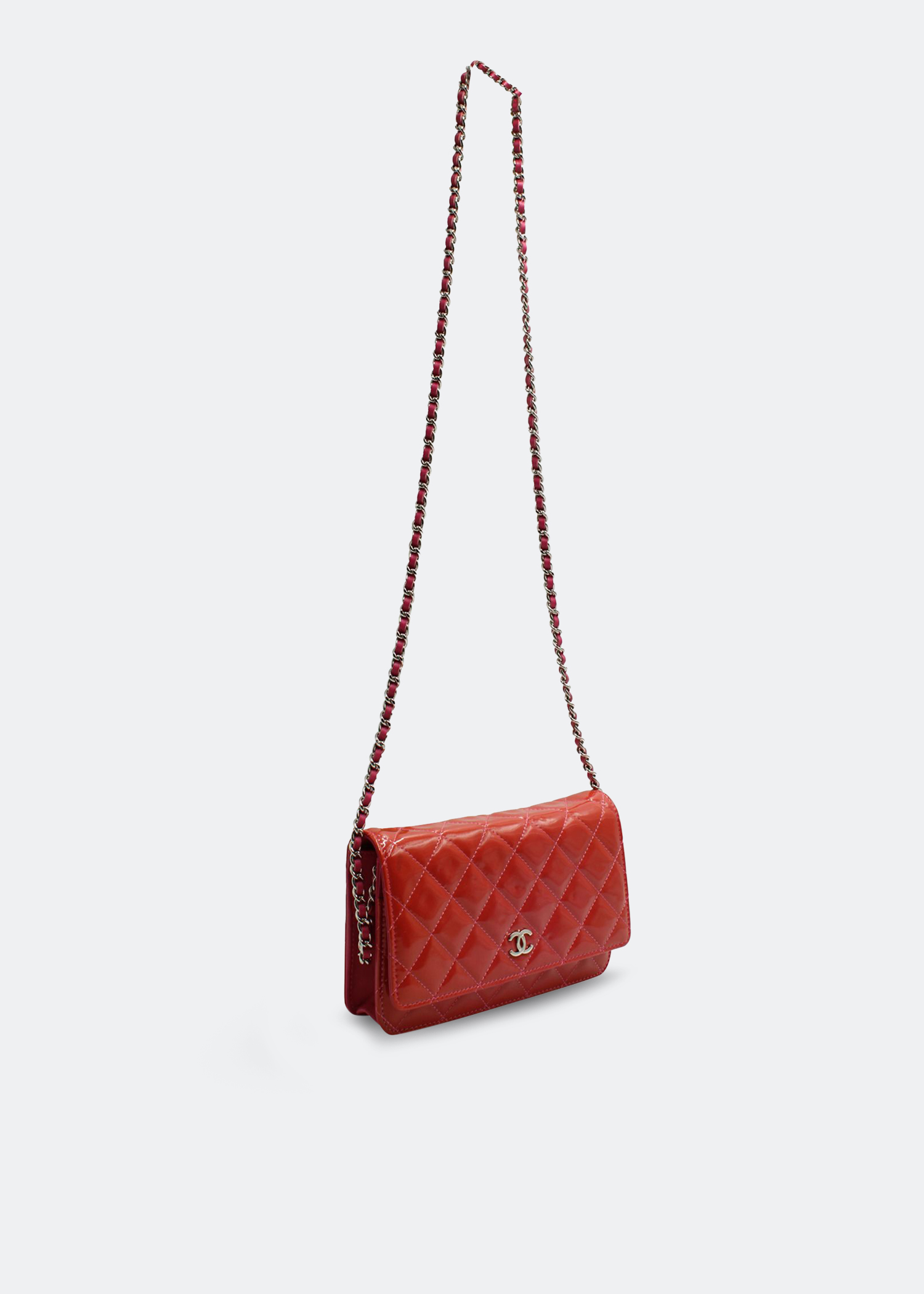 

Quilted leather wallet on chain, Red