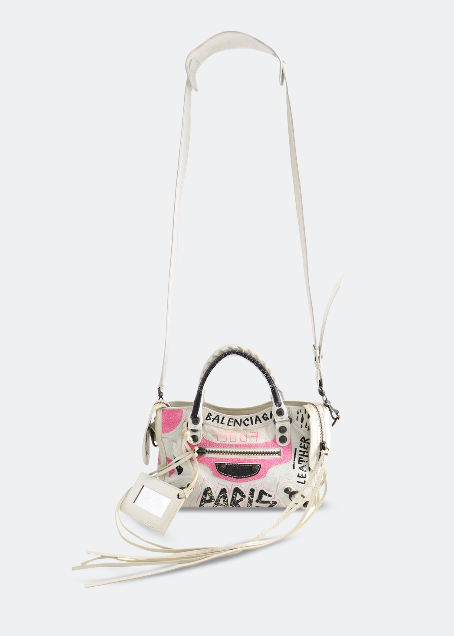 Balenciaga Mini City Graffiti-Print Satchel Bag