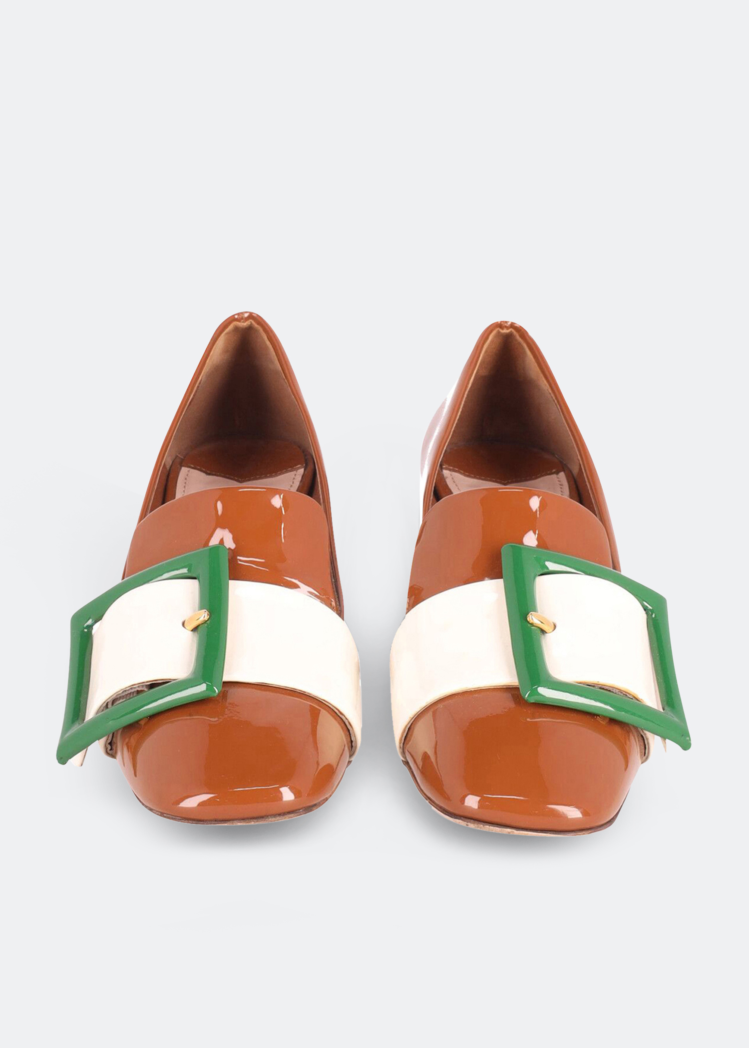 

Contrast buckle pumps, Brown