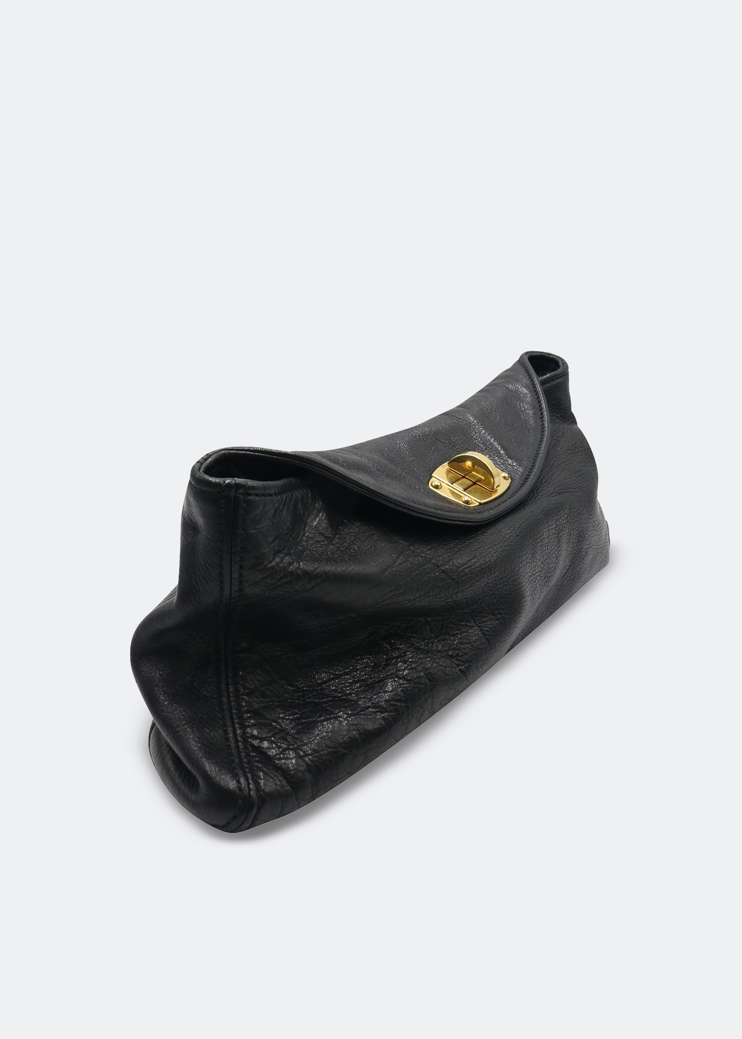 

Leather baguette clutch, Black