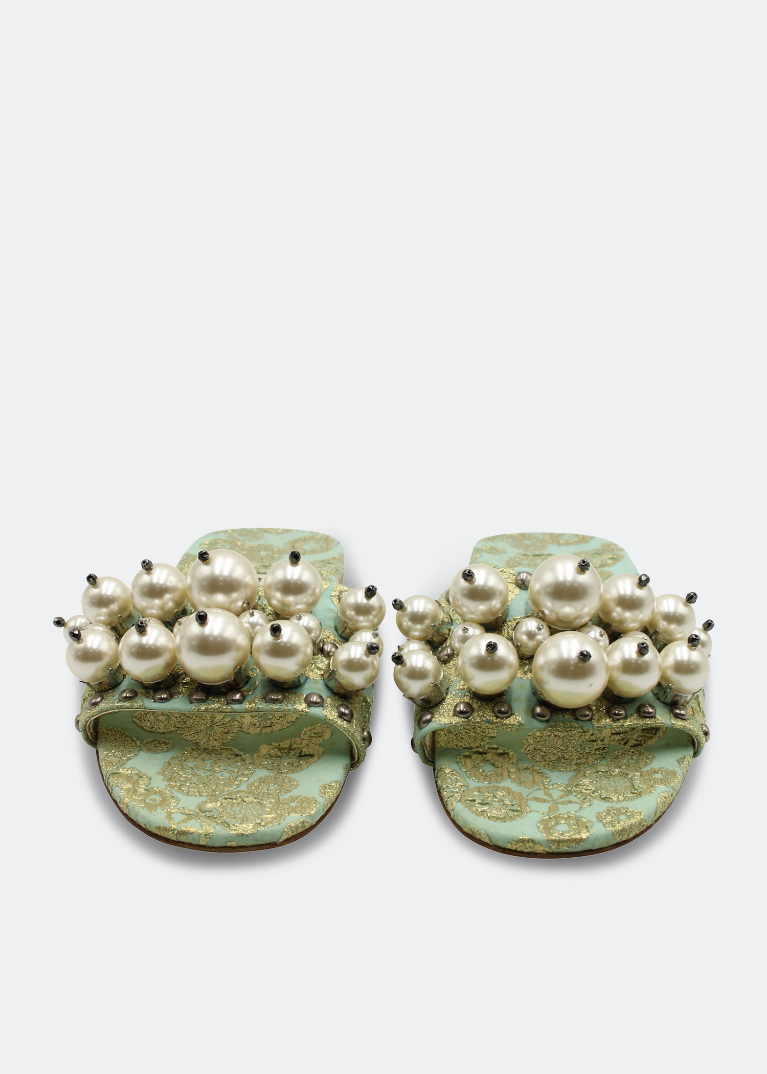 

Pearl slide sandals, Green