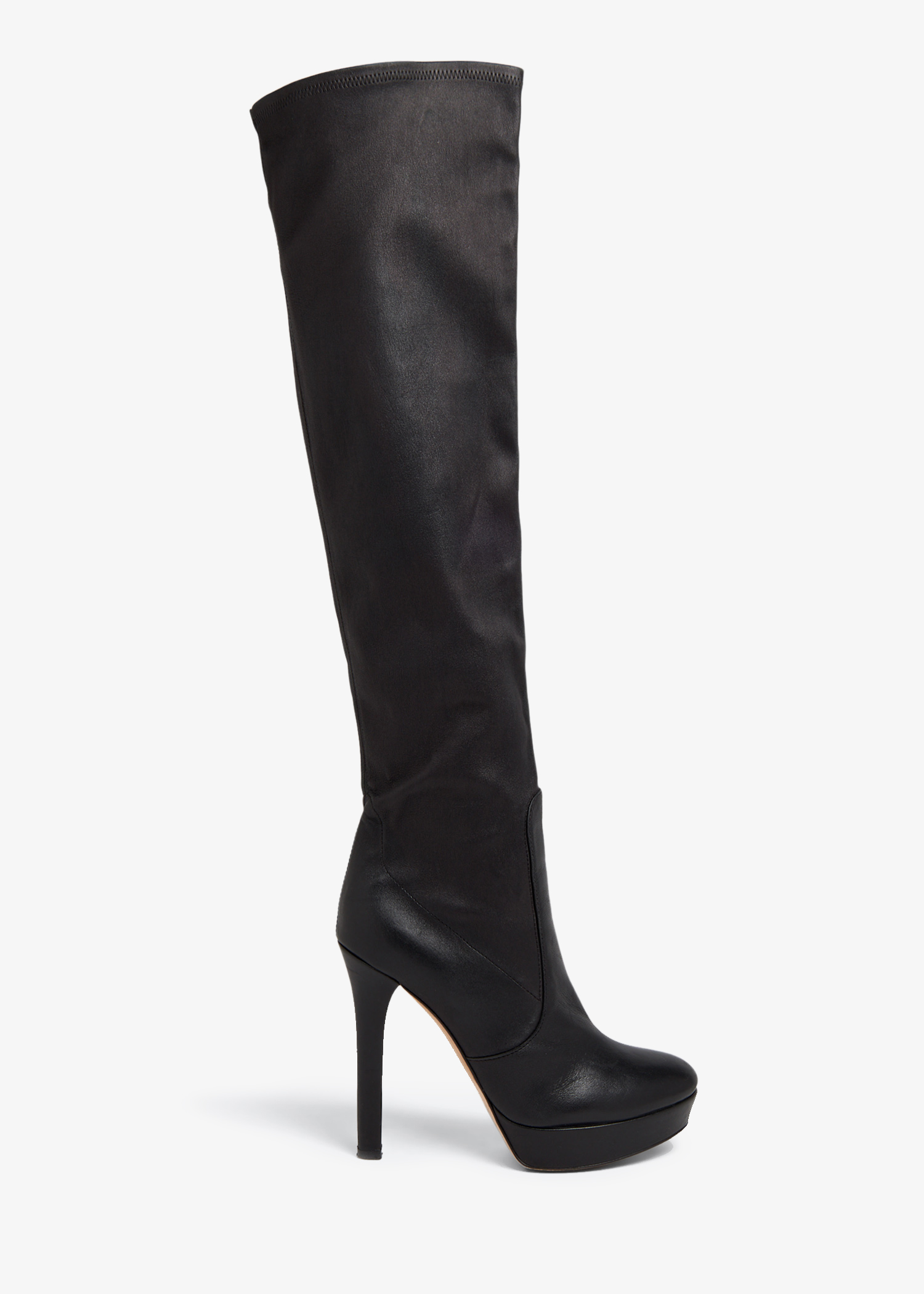 

Satin thigh-high boots, Black