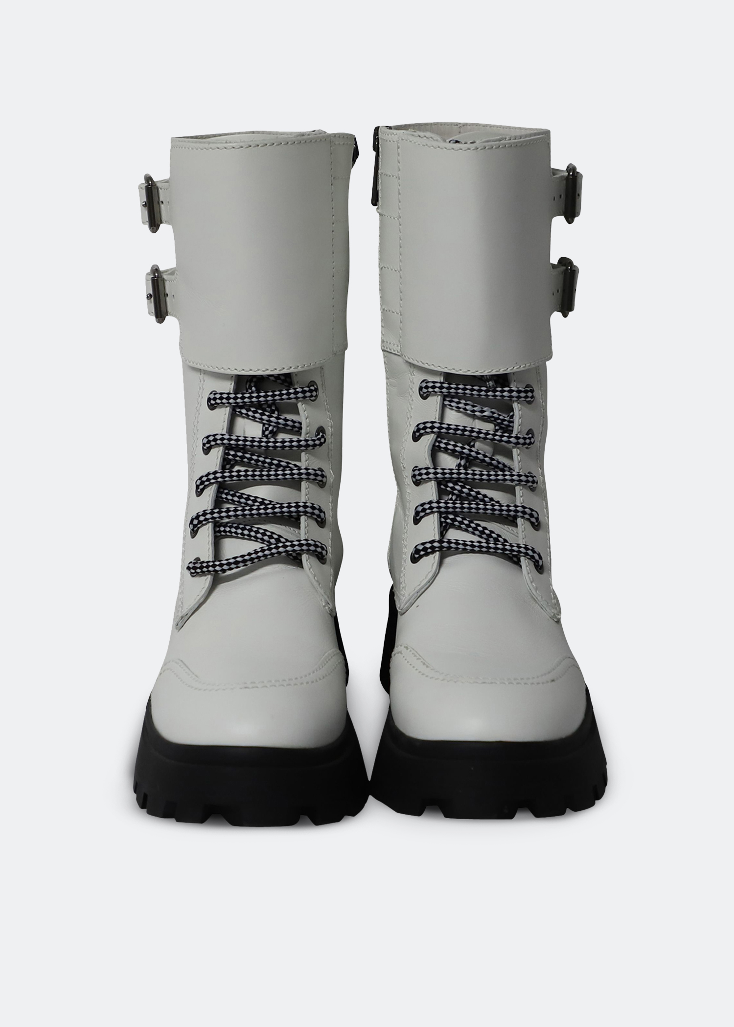 

Double buckle boots, White