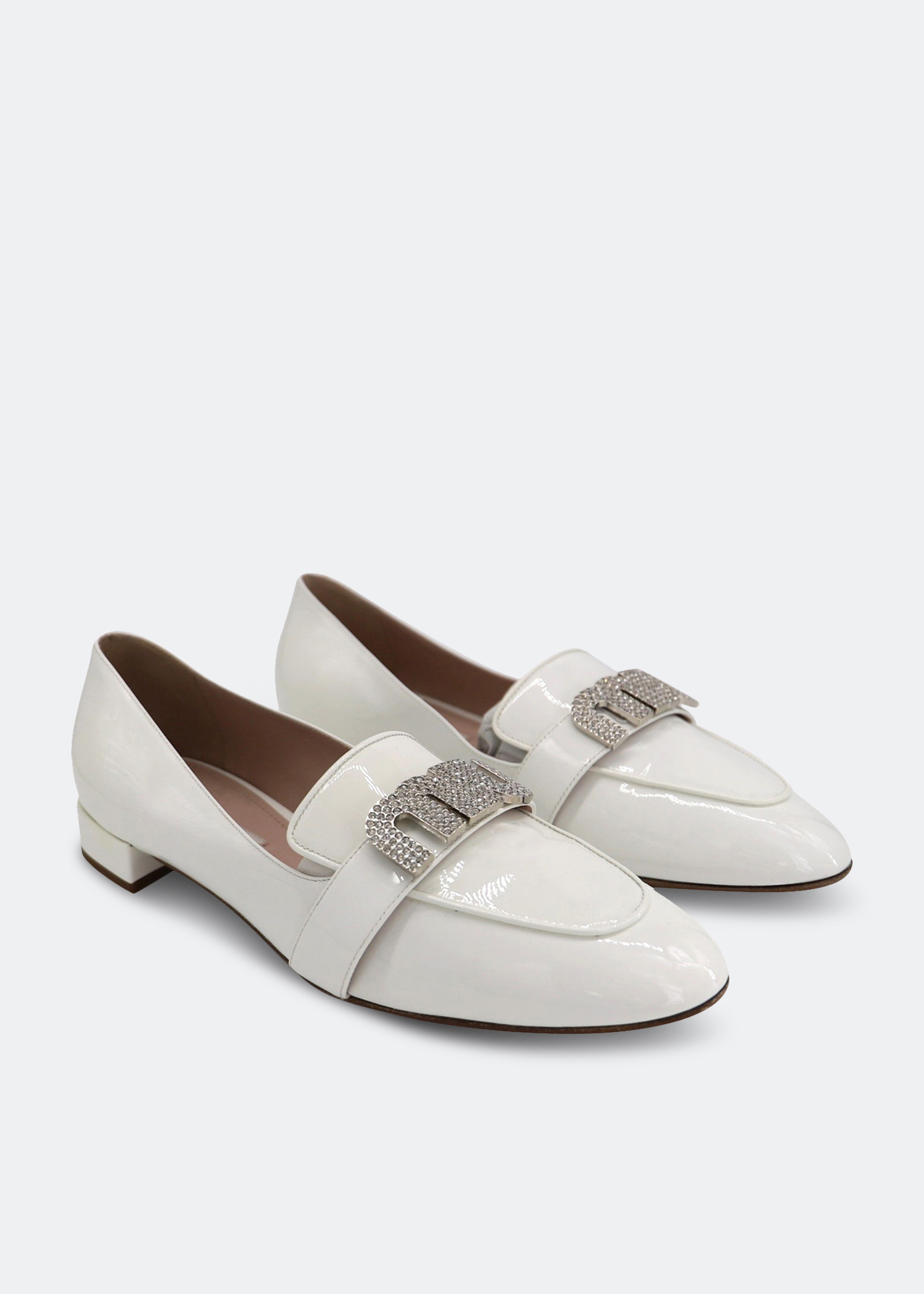 

Crystal logo loafers, White