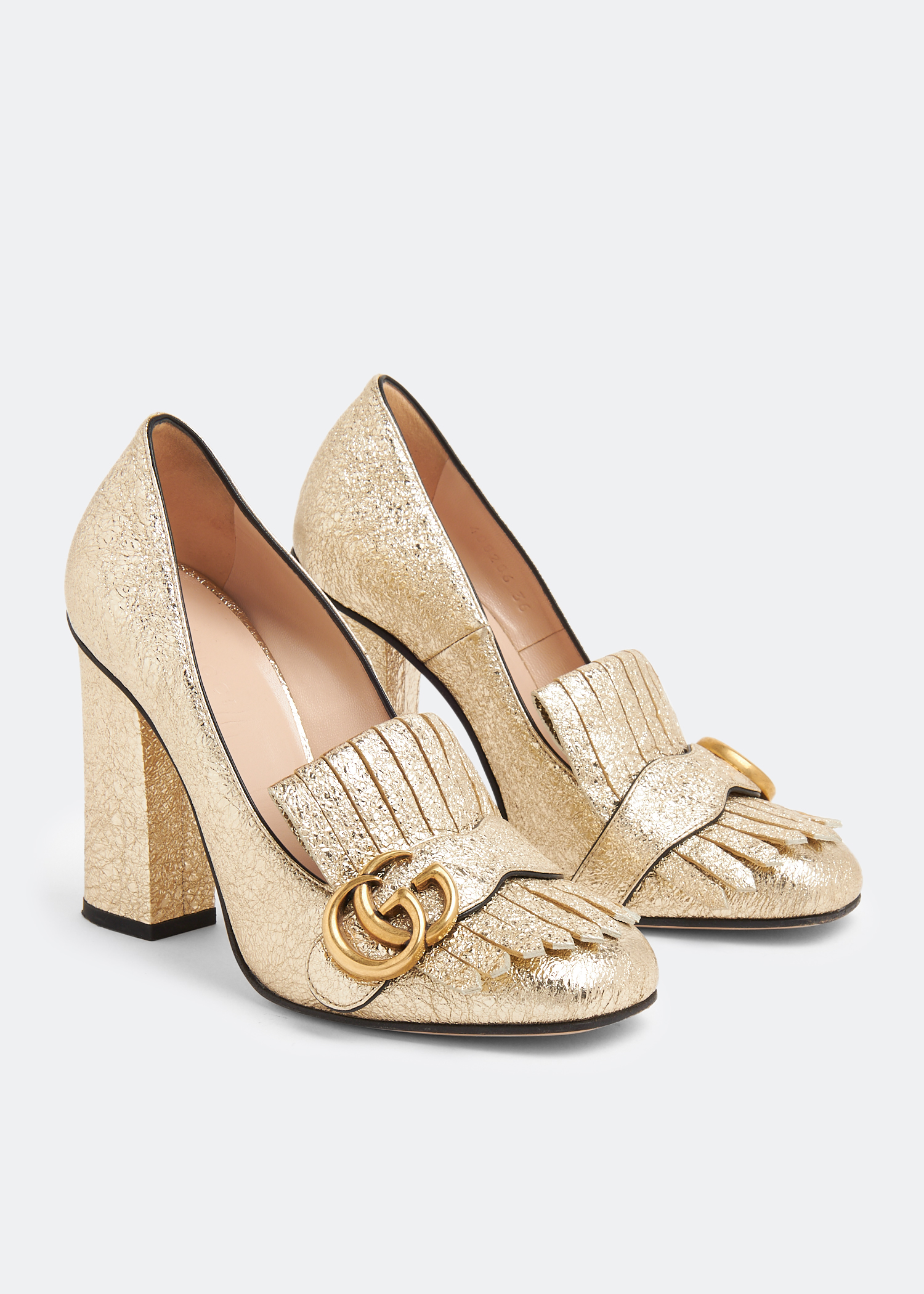

GG Marmont Fringe pumps, Gold