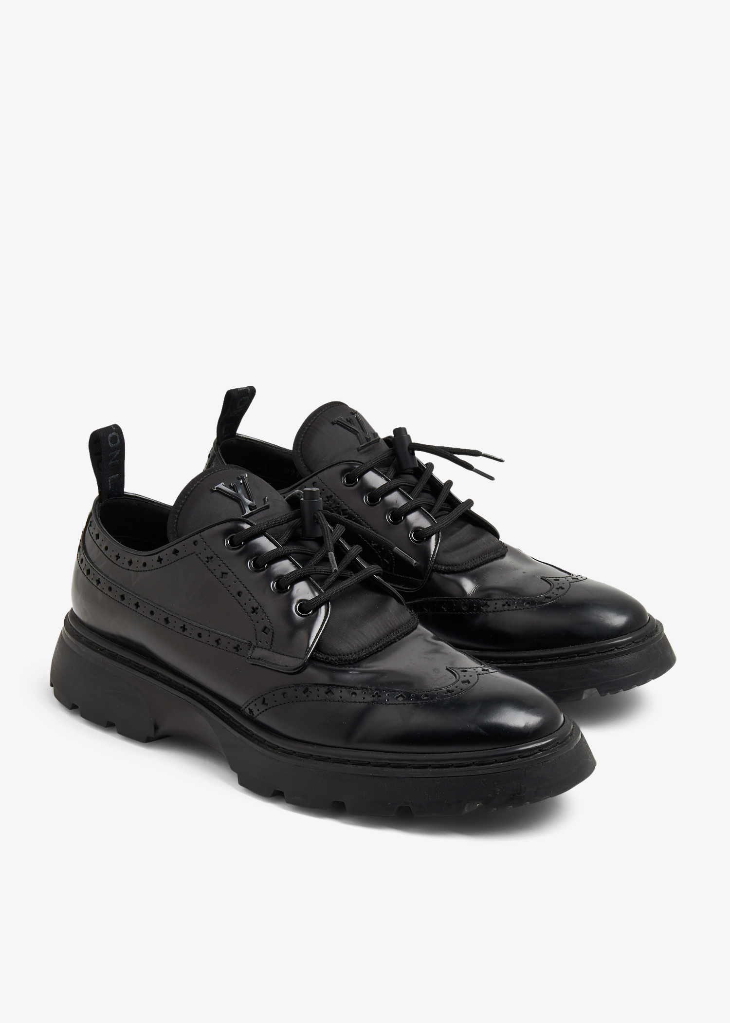Louis Vuitton Black Leather Lace Up Derby Size 42.5 at 1stDibs
