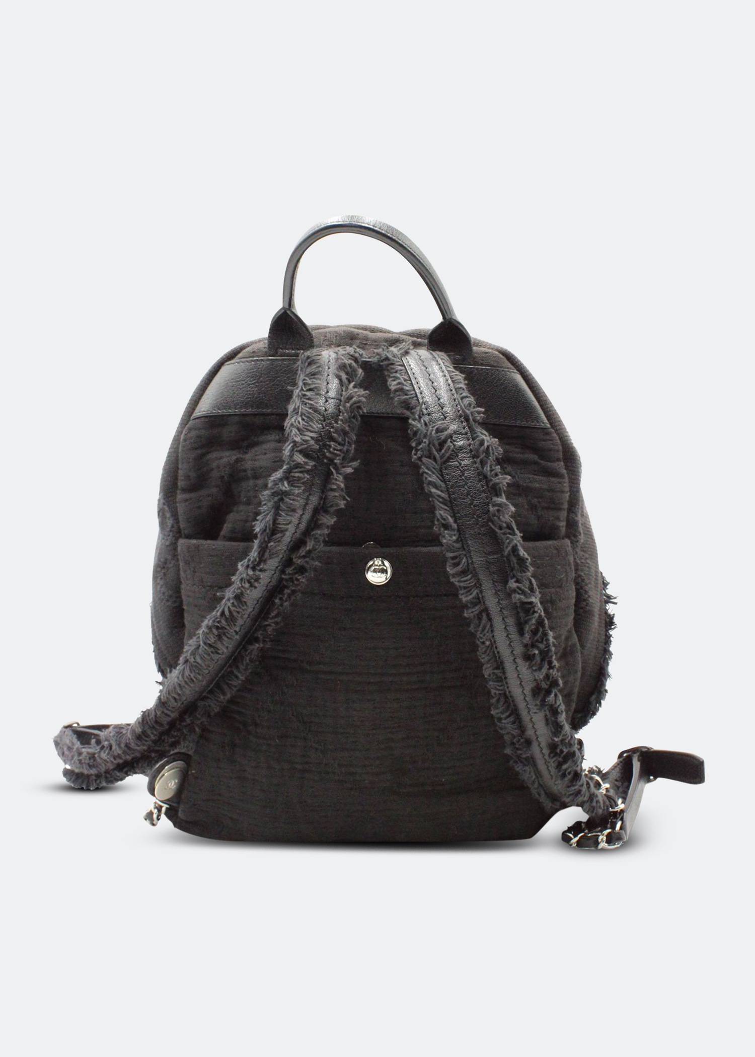 

Quilted fringe backpack, Black