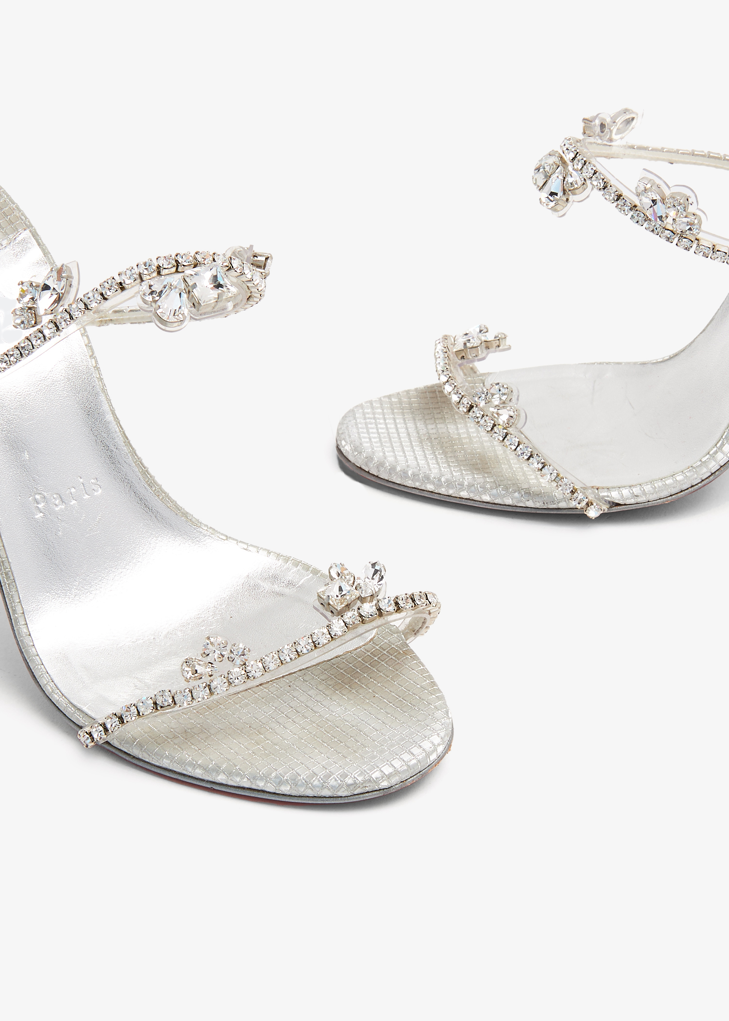 Christian Louboutin Women's Just Queen 100 Embellished Sandals - Silver - Size 7